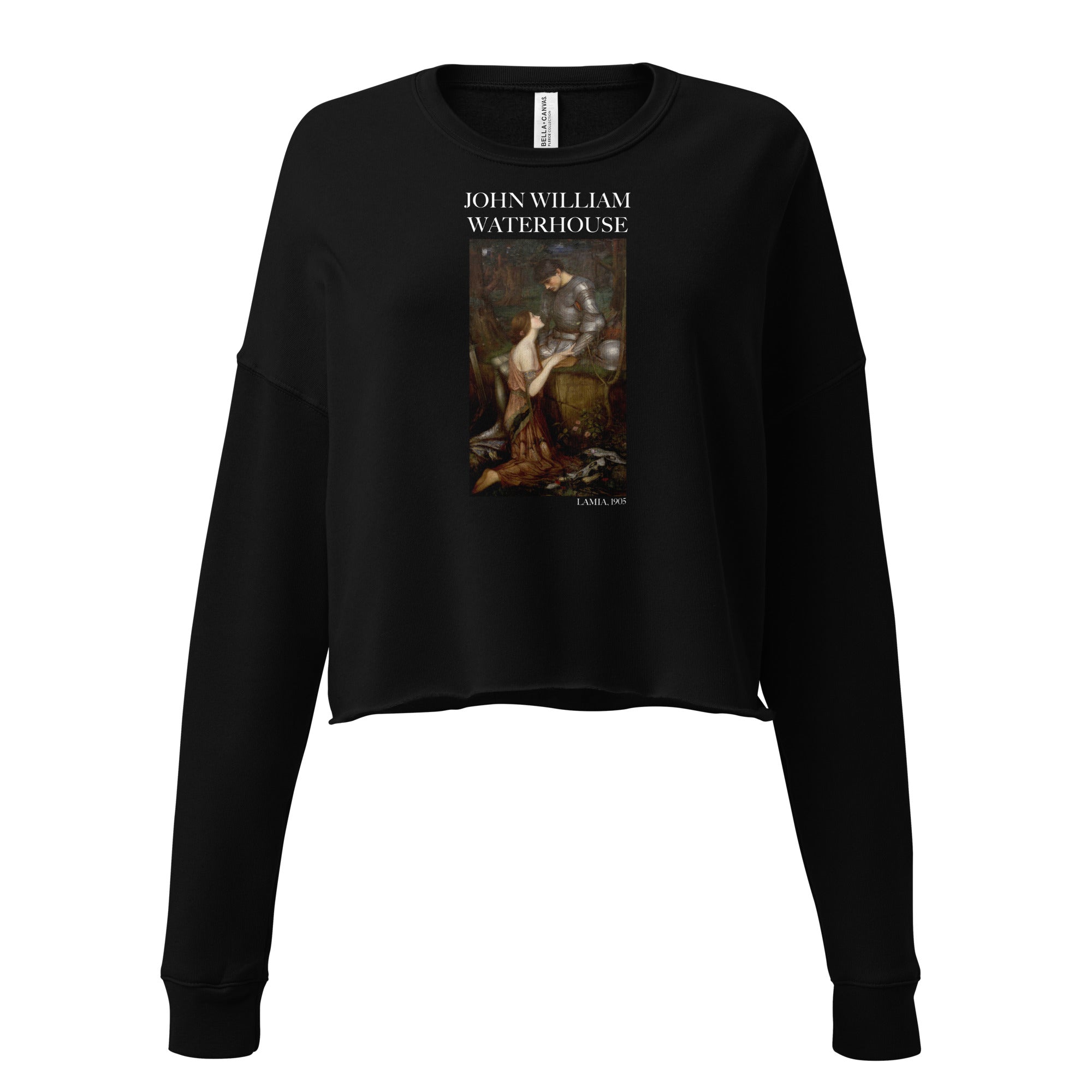 John William Waterhouse 'Lamia' Famous Painting Cropped Sweatshirt | Premium Art Cropped Sweatshirt