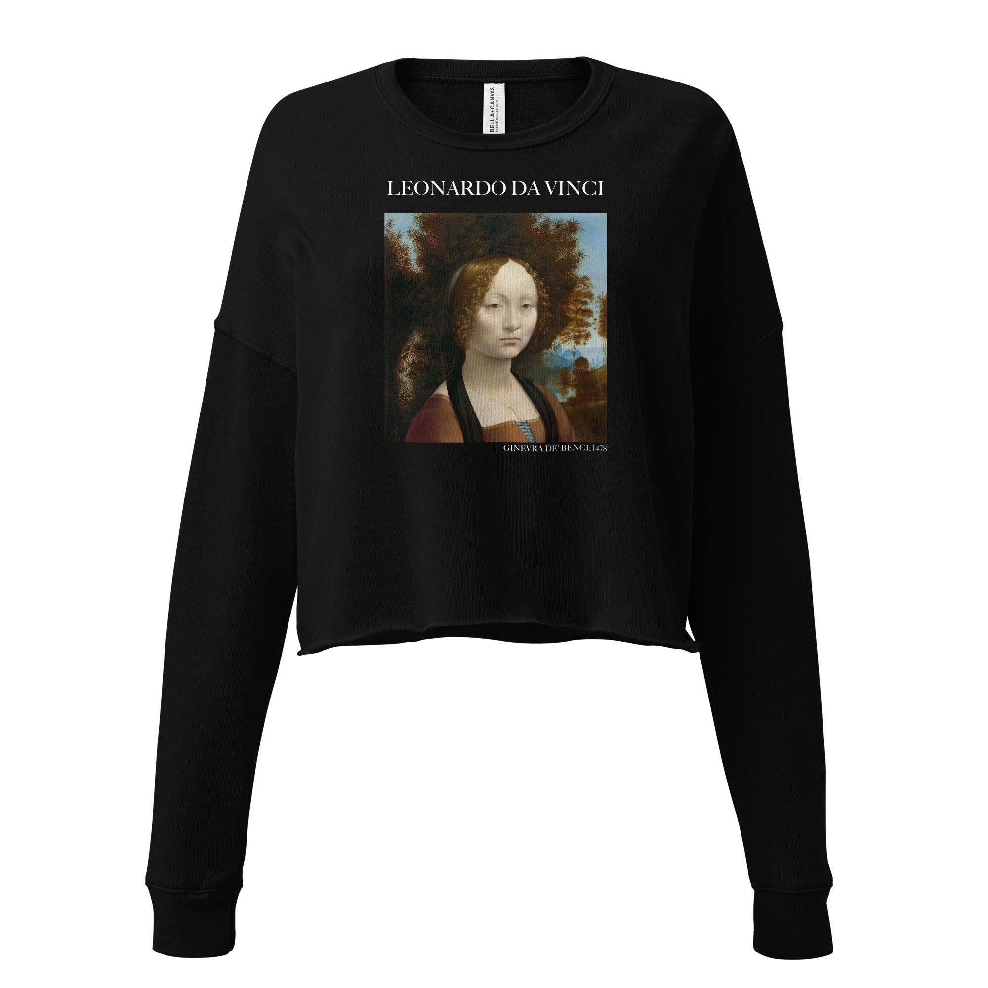 Kurzes Sweatshirt mit berühmtem Gemälde „Ginevra de‘ Benci“ von Leonardo da Vinci | Kurzes Sweatshirt mit Premium-Kunstmotiv