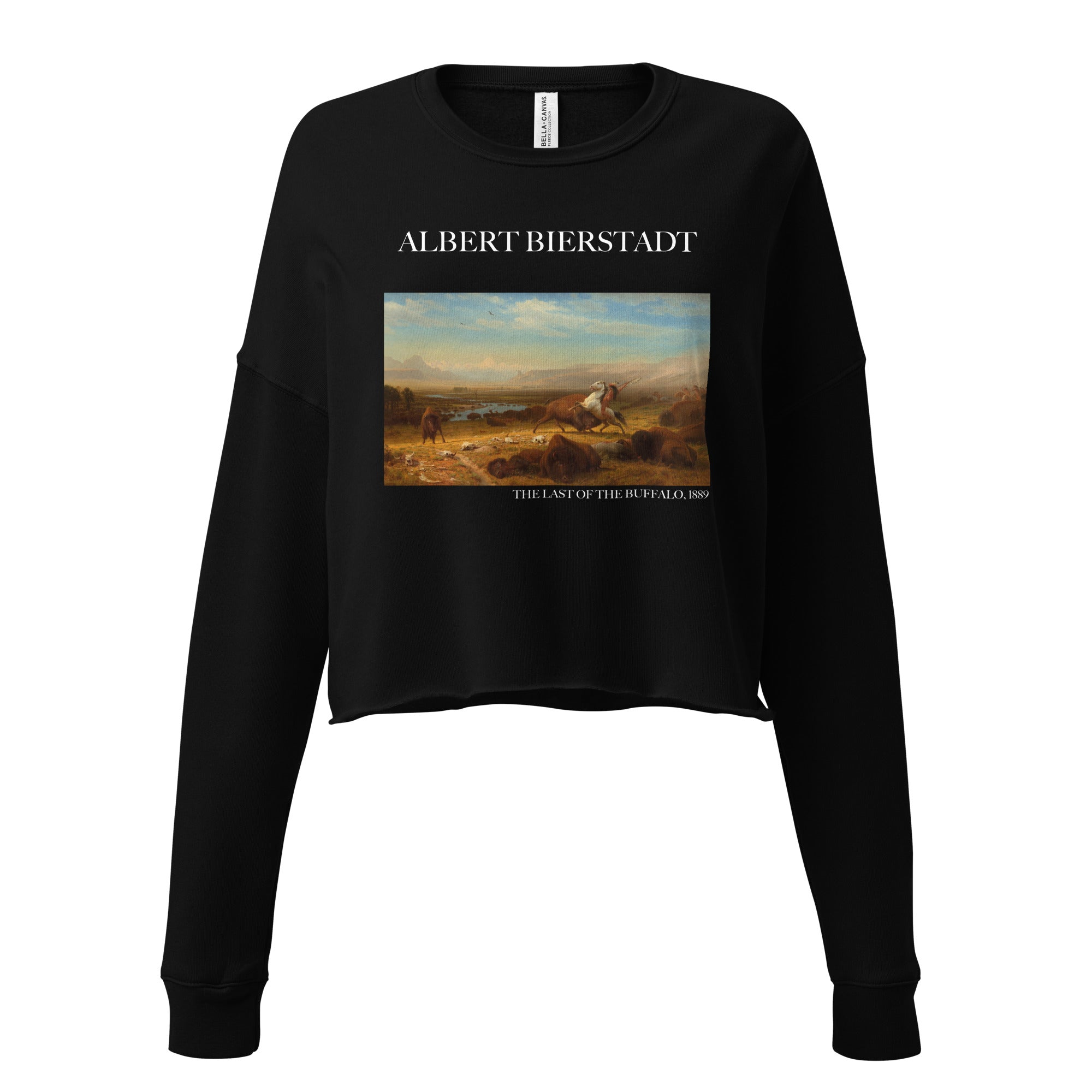 Albert Bierstadt 'The Last of the Buffalo' Famous Painting Cropped Sweatshirt | Premium Art Cropped Sweatshirt
