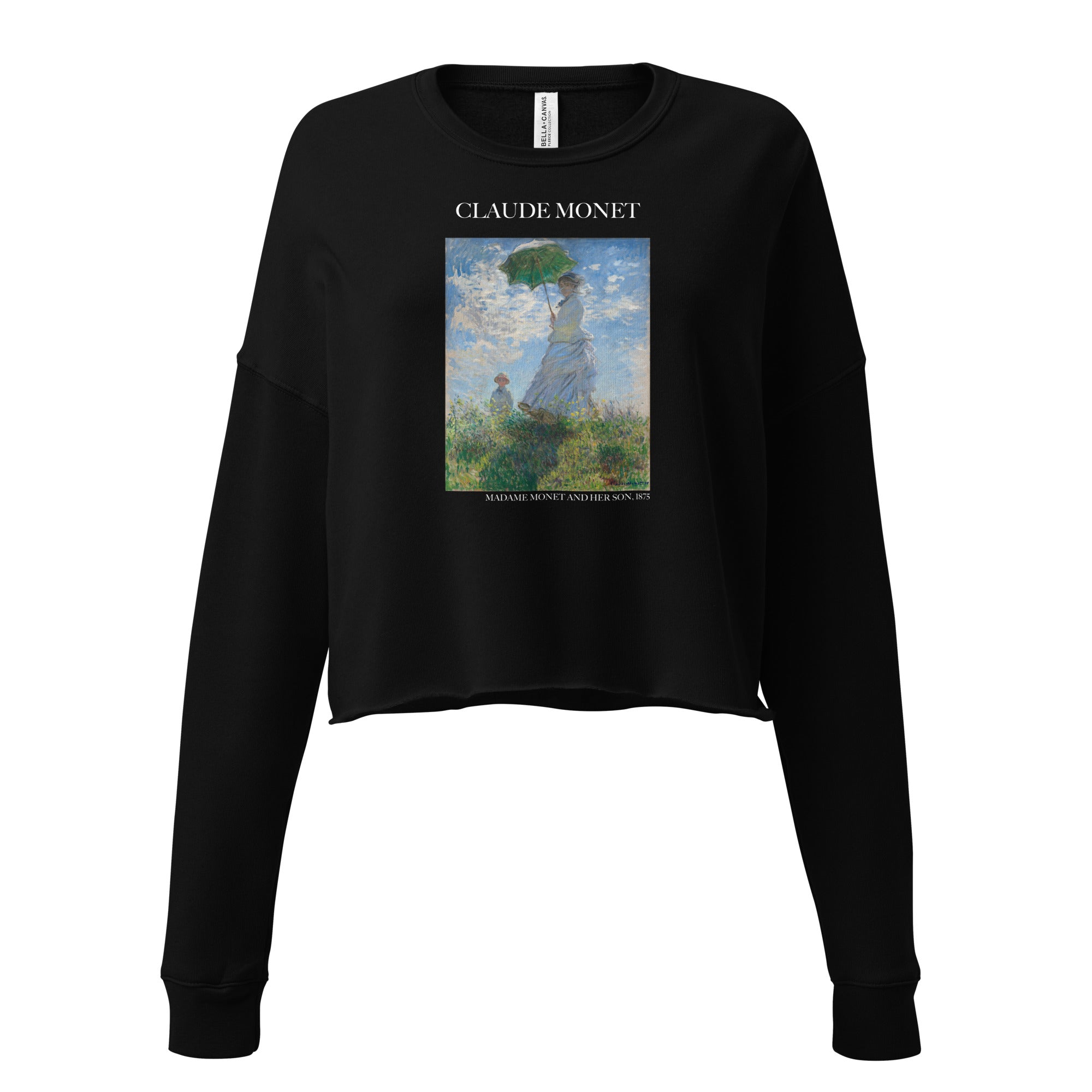 Claude Monet 'Madame Monet and Her Son' Famous Painting Cropped Sweatshirt | Premium Art Cropped Sweatshirt