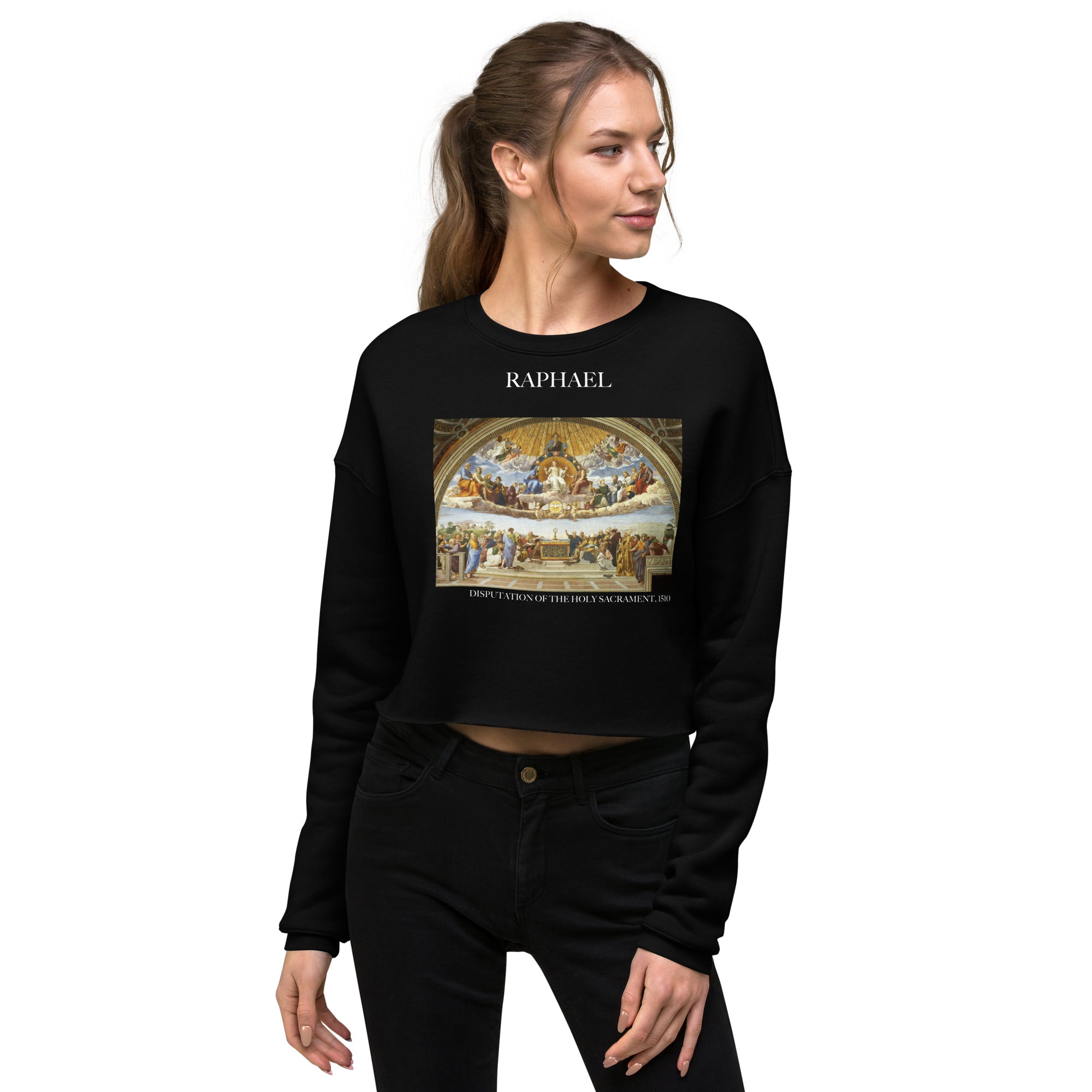 Raphael 'Disputation of the Holy Sacrament' Famous Painting Cropped Sweatshirt | Premium Art Cropped Sweatshirt