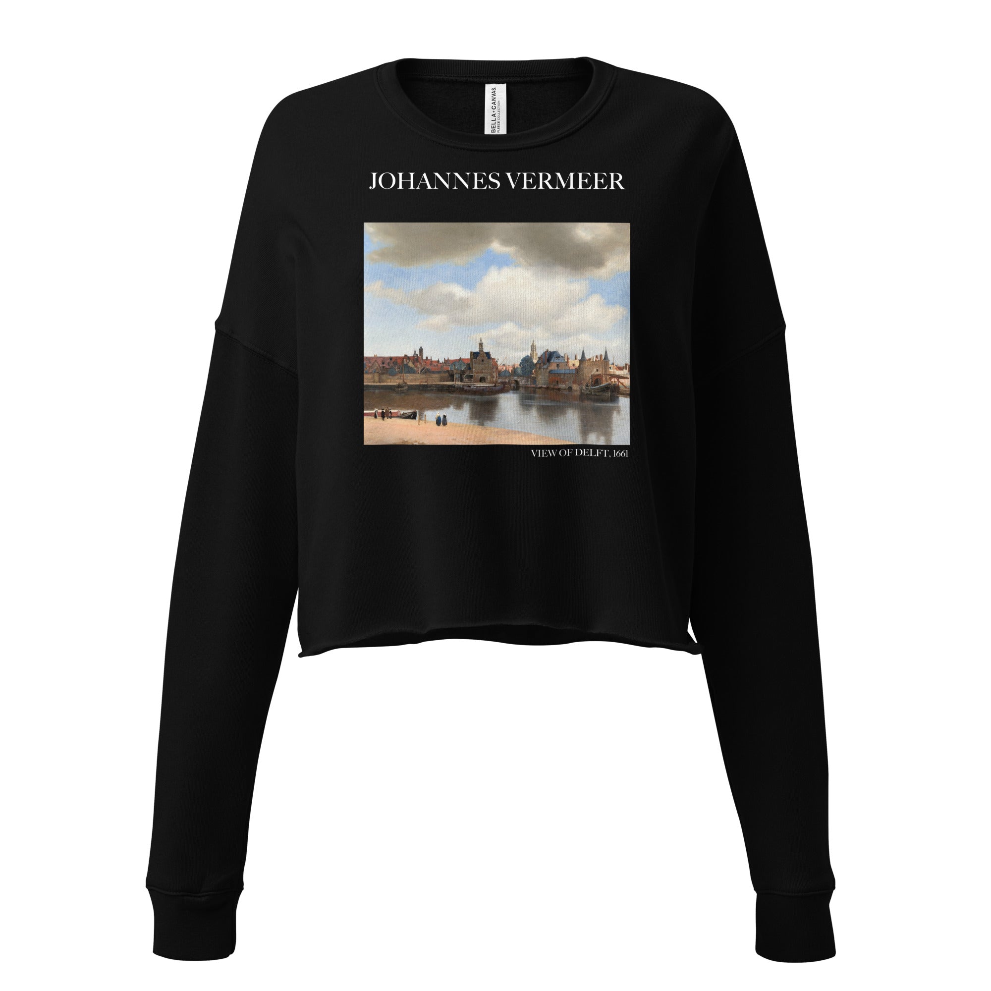 Johannes Vermeer 'View of Delft' Famous Painting Cropped Sweatshirt | Premium Art Cropped Sweatshirt