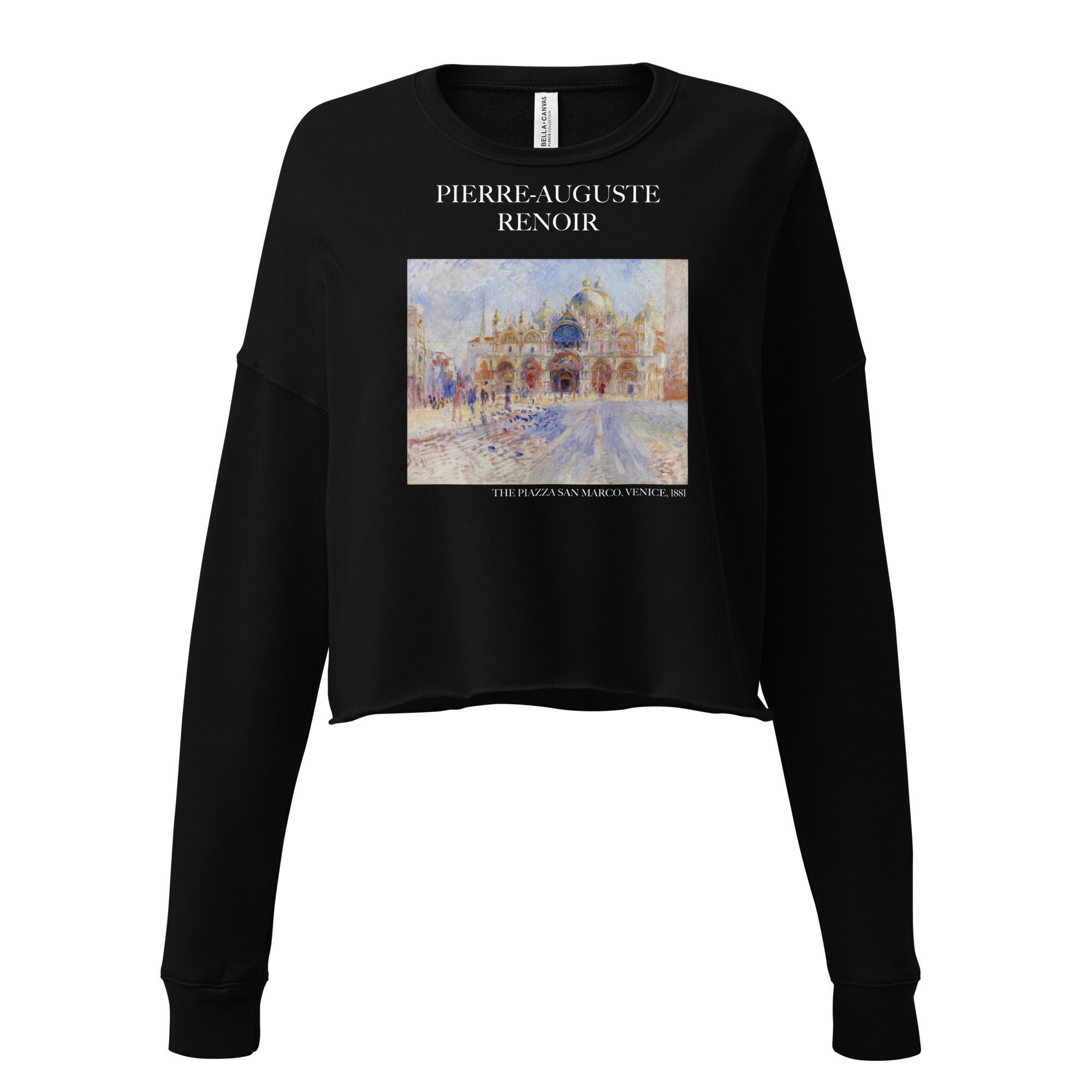 Pierre-Auguste Renoir 'The Piazza San Marco, Venice' Famous Painting Cropped Sweatshirt | Premium Art Cropped Sweatshirt