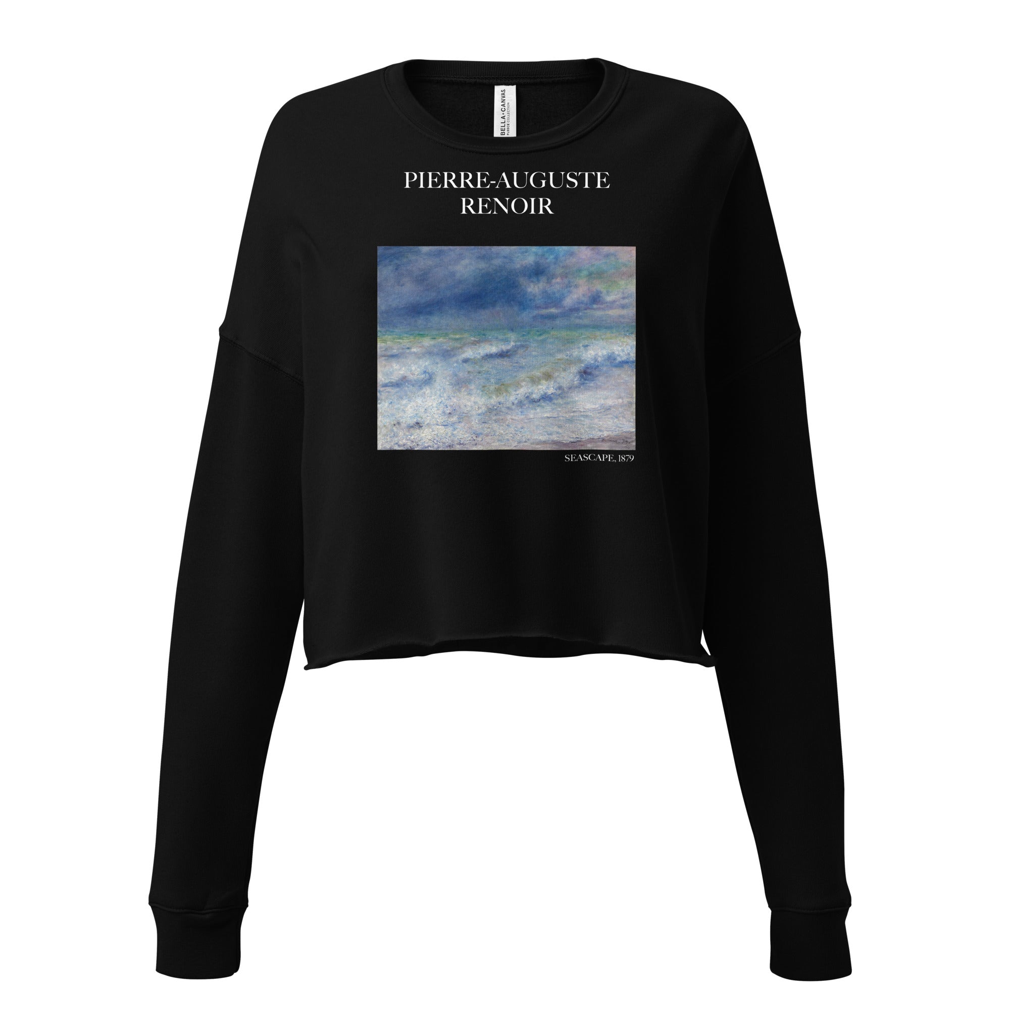 Pierre-Auguste Renoir 'Seascape' Famous Painting Cropped Sweatshirt | Premium Art Cropped Sweatshirt