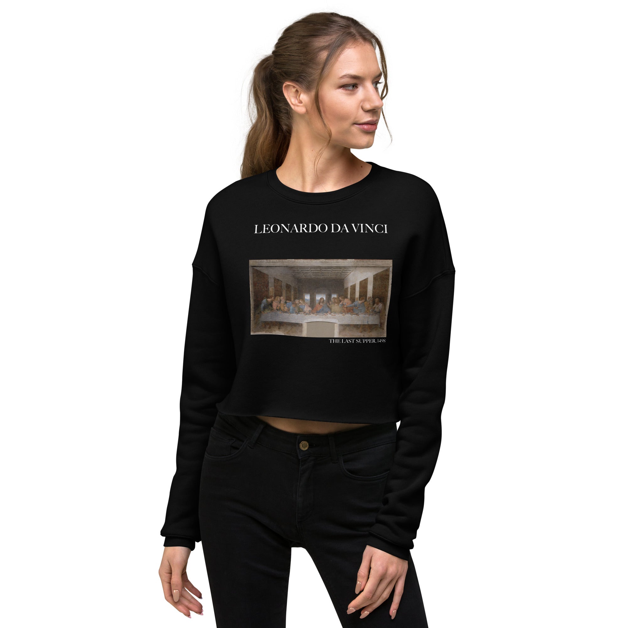 Kurzes Sweatshirt „Das letzte Abendmahl“ von Leonardo da Vinci, berühmtes Gemälde | Kurzes Sweatshirt mit Premium-Kunstmotiv