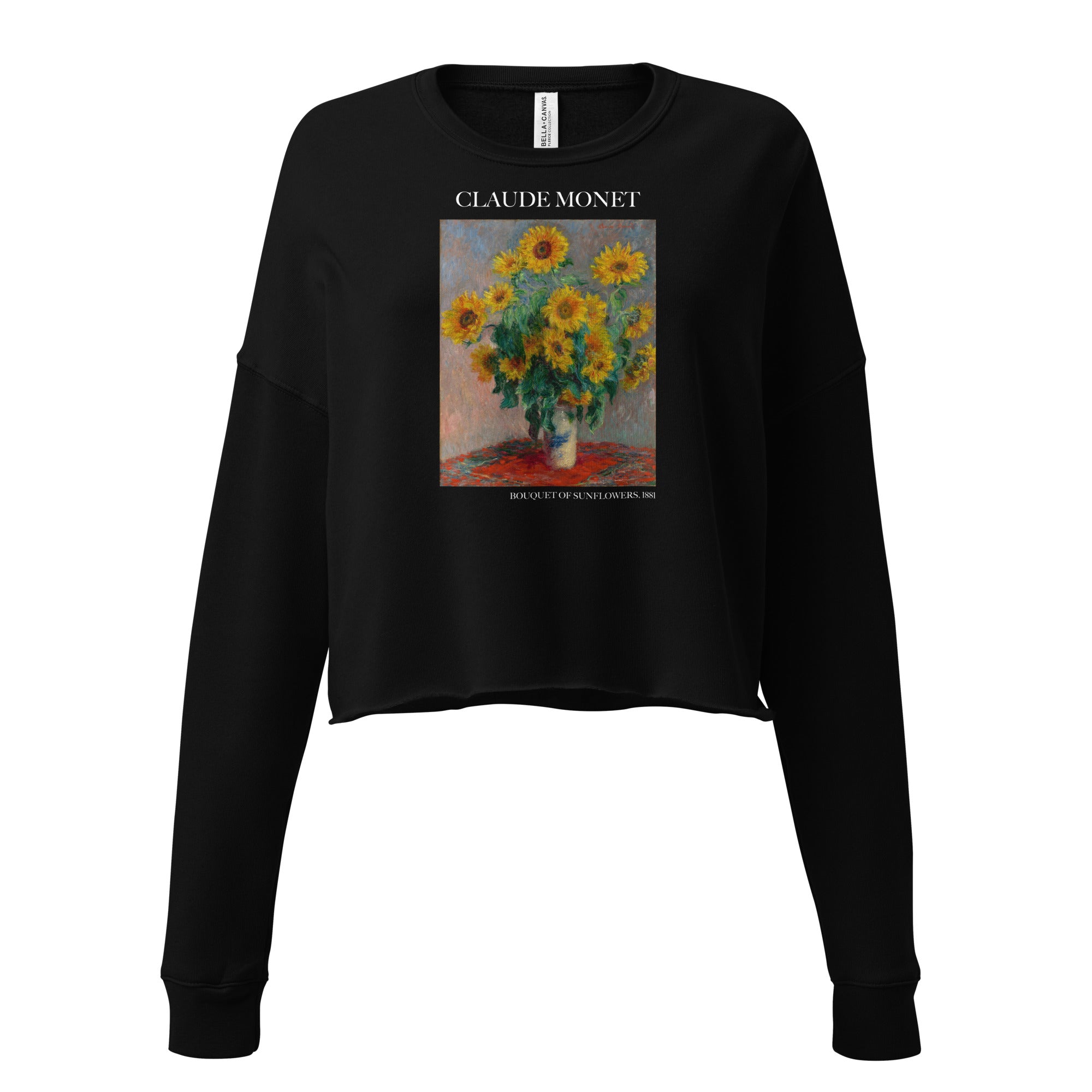 Claude Monet 'Bouquet of Sunflowers' Famous Painting Cropped Sweatshirt | Premium Art Cropped Sweatshirt