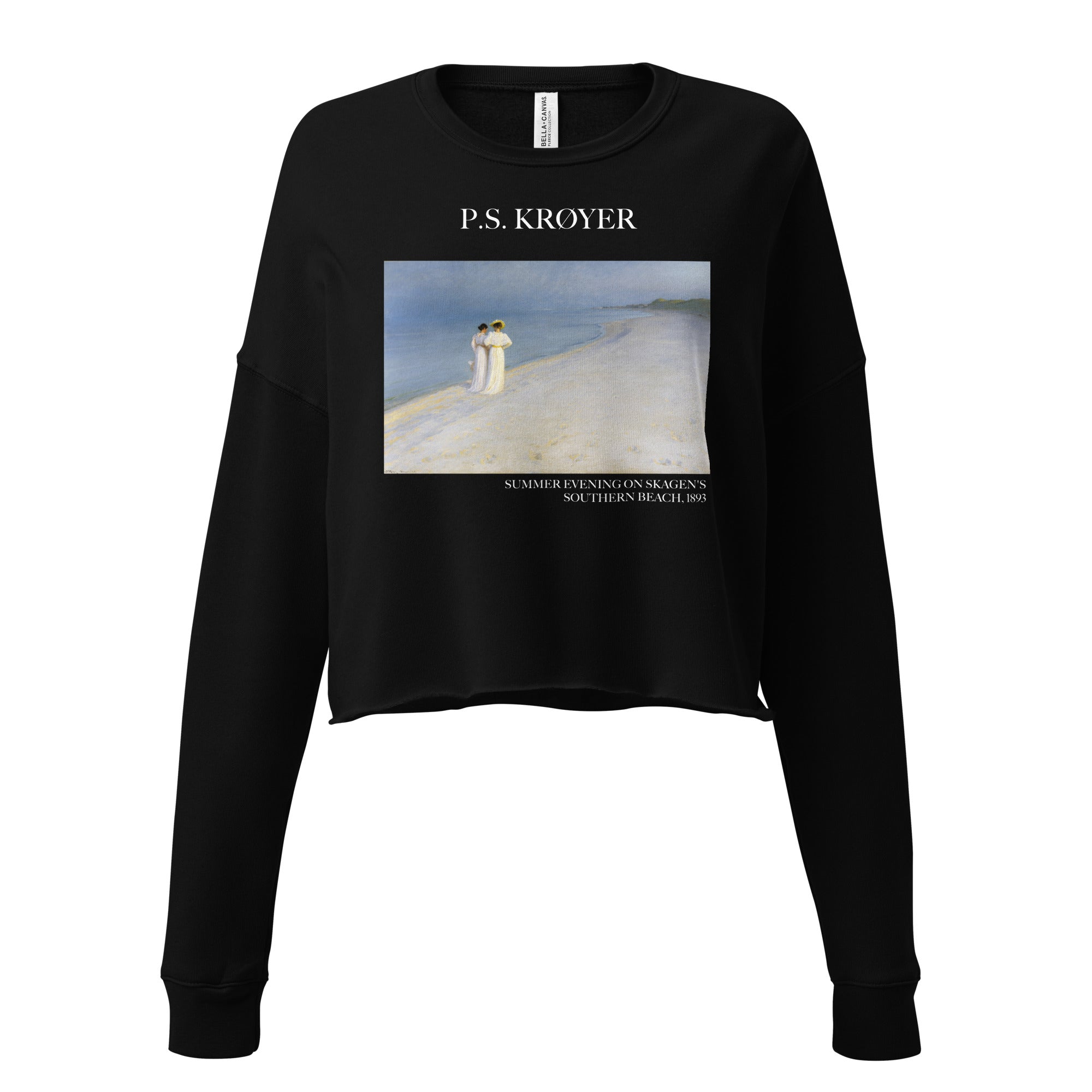 P.S. Krøyer 'Summer Evening on Skagen's Southern Beach' Famous Painting Cropped Sweatshirt | Premium Art Cropped Sweatshirt