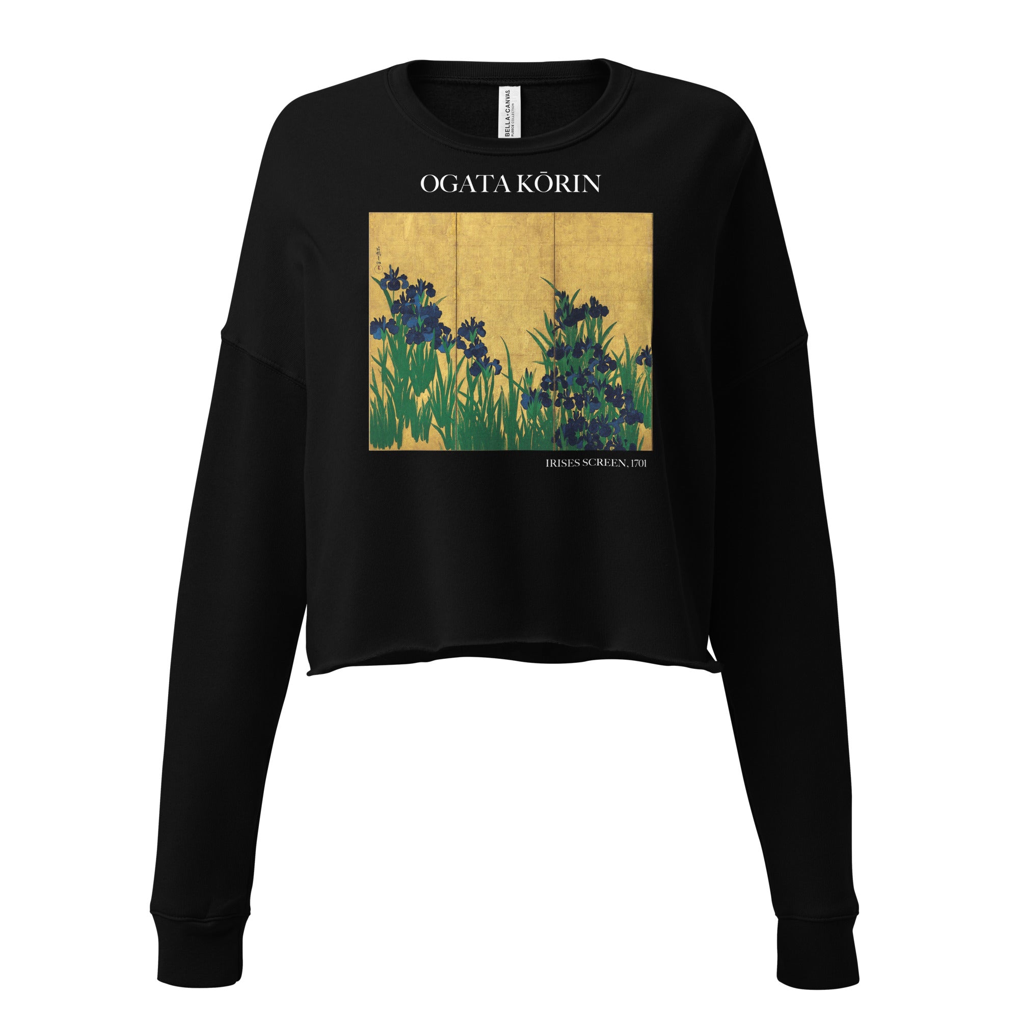 Ogata Kōrin 'Irises Screen' Famous Painting Cropped Sweatshirt | Premium Art Cropped Sweatshirt