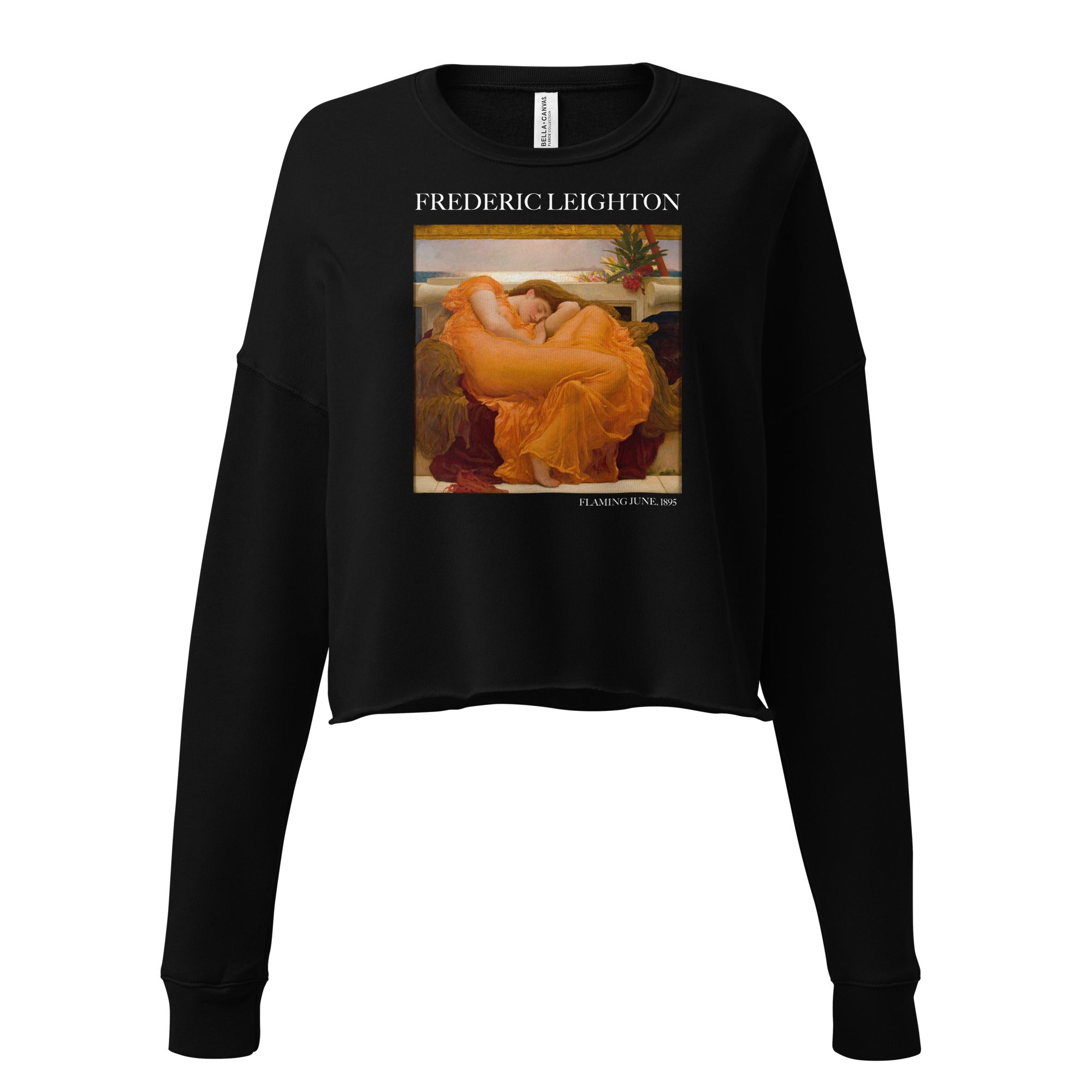 Kurzes Sweatshirt mit berühmtem Gemälde „Flaming June“ von Frederic Leighton | Kurzes Sweatshirt mit Premium-Kunstmotiv