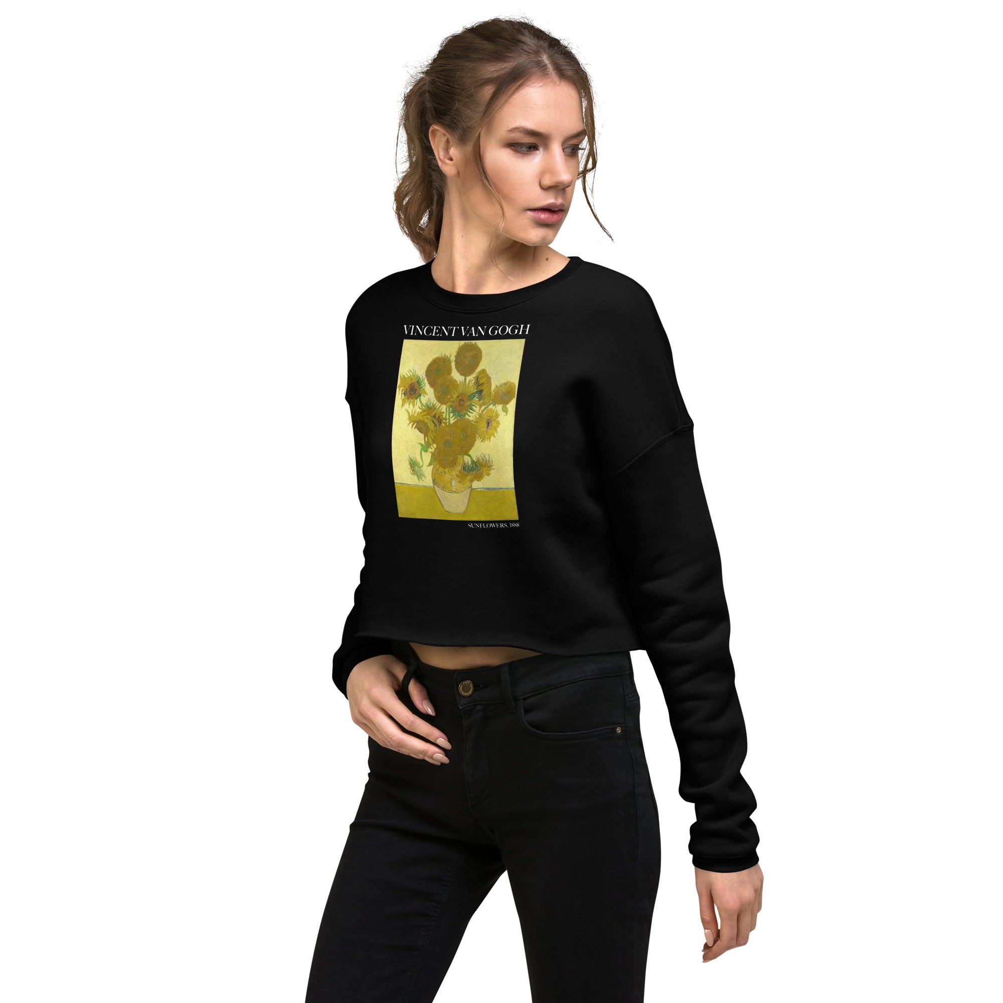 Vincent van Gogh 'Sunflowers' Famous Painting Cropped Sweatshirt | Premium Art Cropped Sweatshirt