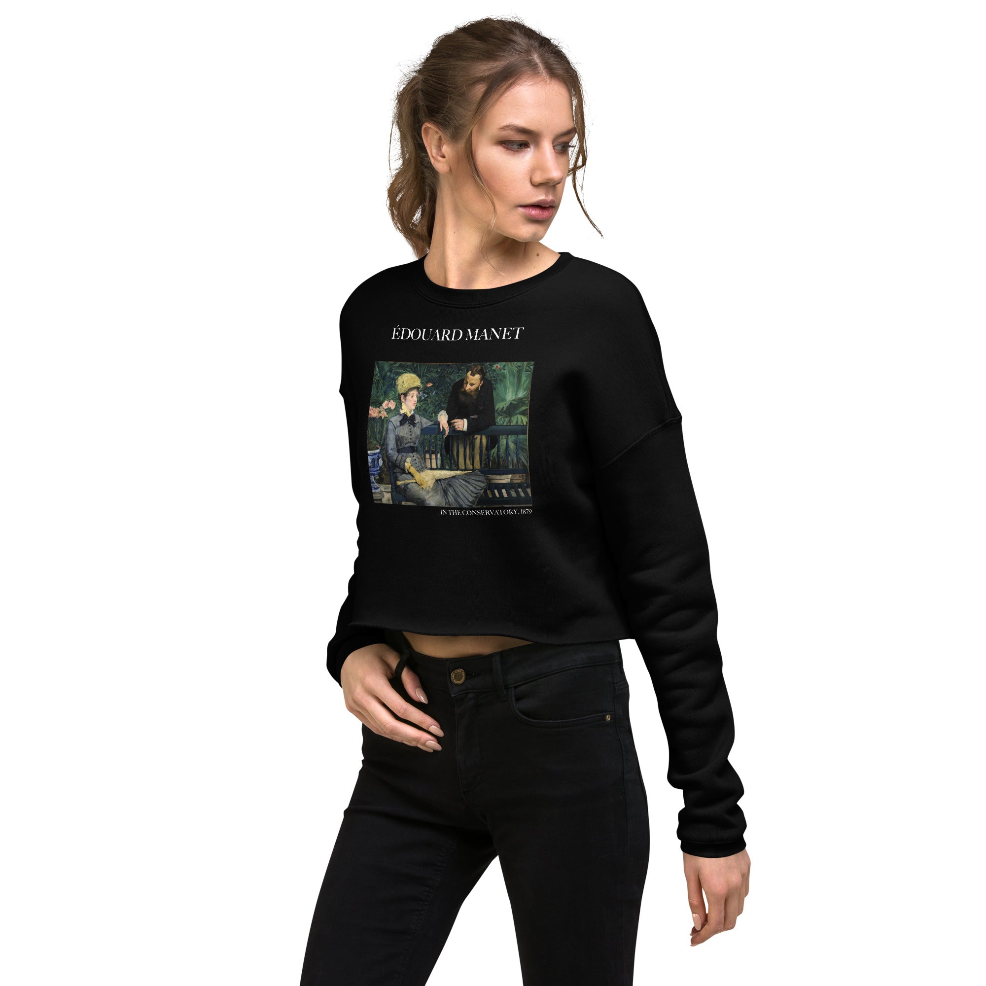 Édouard Manet 'In the Conservatory' Famous Painting Cropped Sweatshirt | Premium Art Cropped Sweatshirt