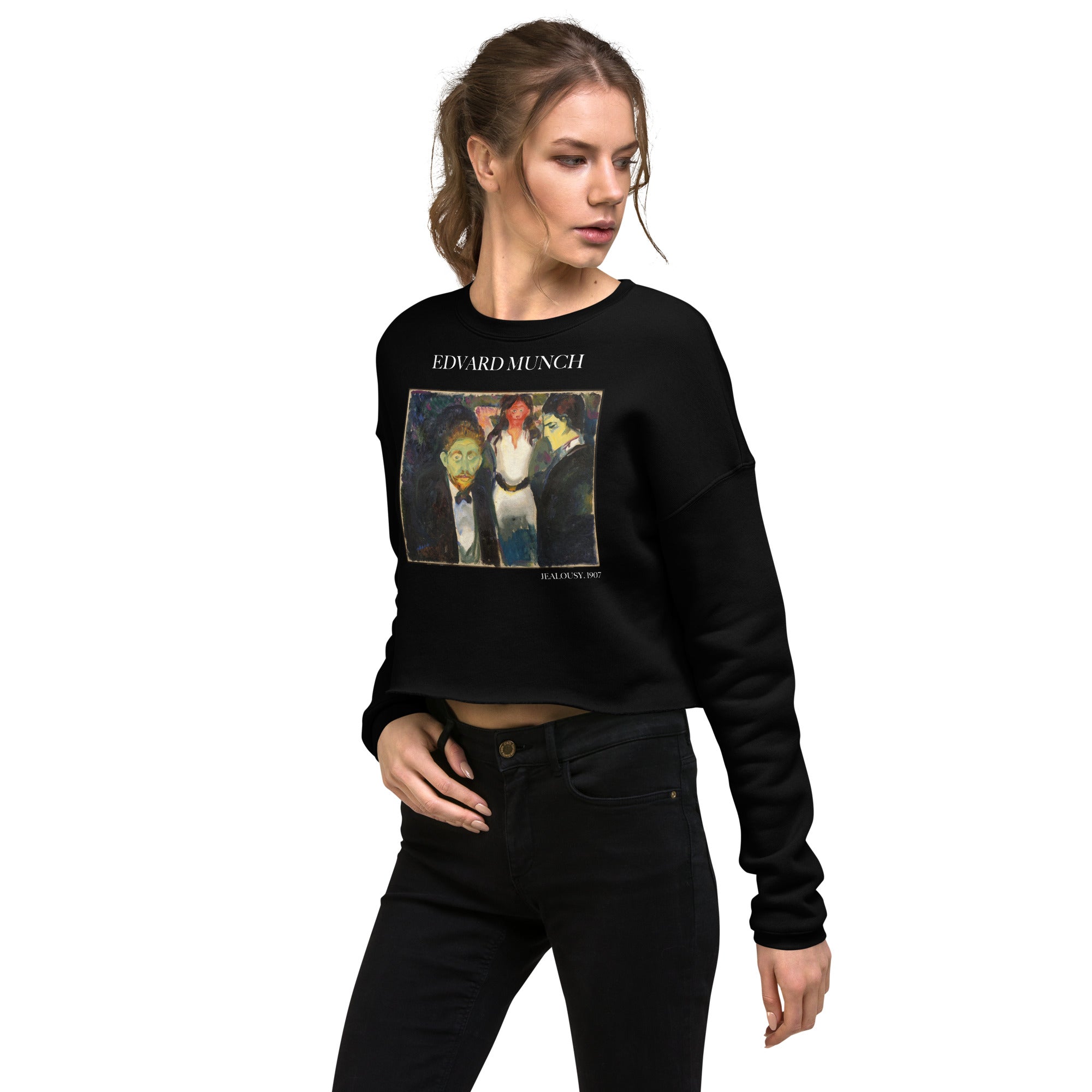 Kurzes Sweatshirt „Eifersucht“ von Edvard Munch, berühmtes Gemälde | Kurzes Sweatshirt „Premium Art“