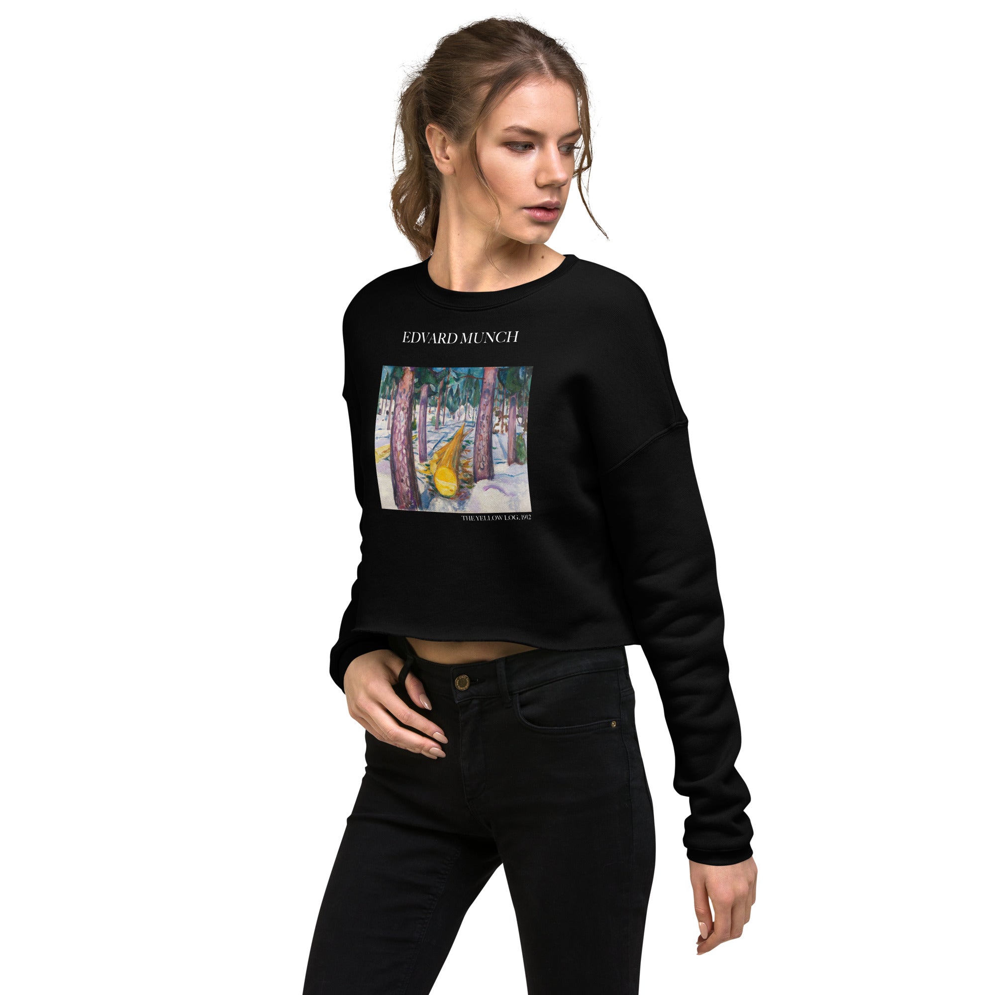 Edvard Munch 'The Yellow Log' Famous Painting Cropped Sweatshirt | Premium Art Cropped Sweatshirt