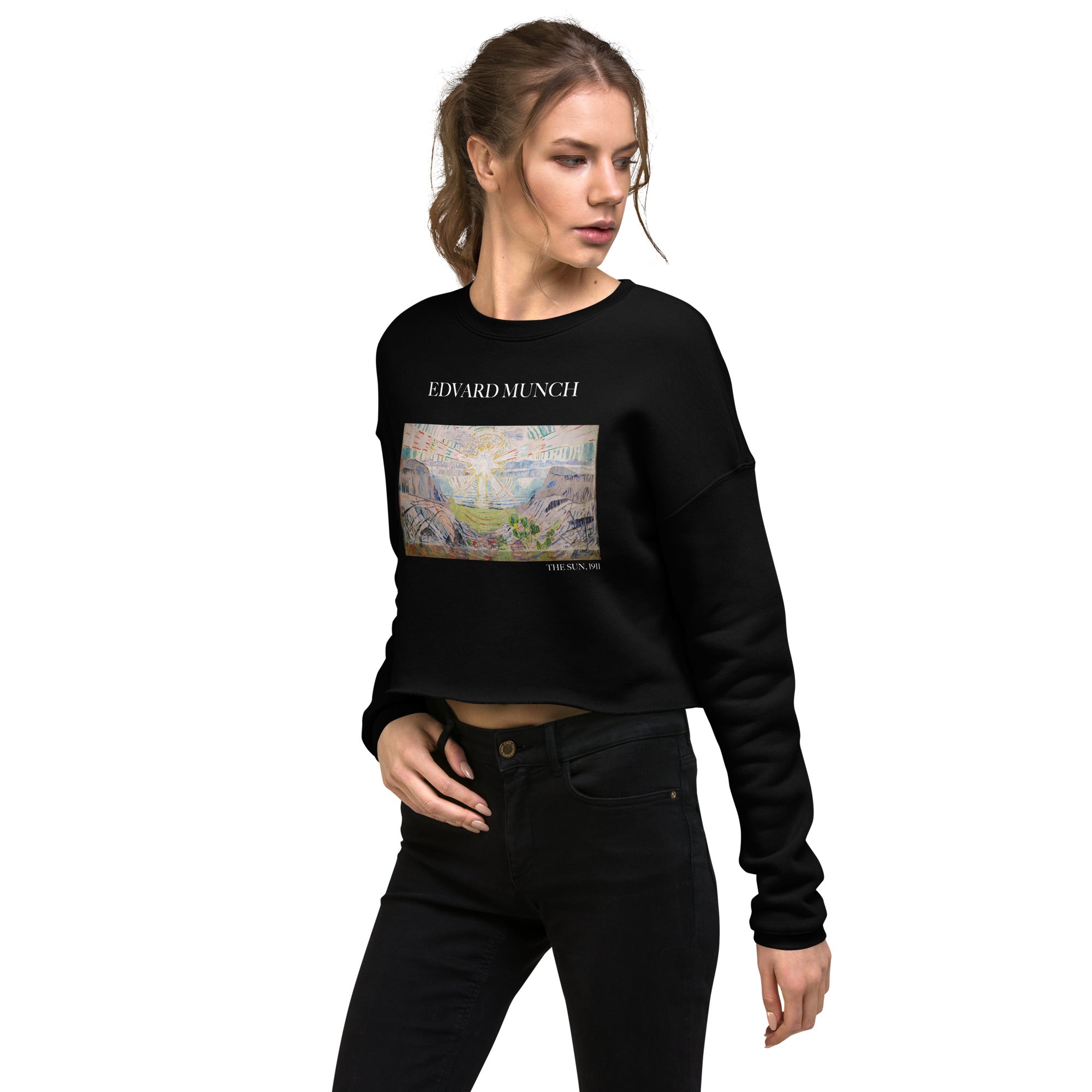 Kurzes Sweatshirt „Die Sonne“ von Edvard Munch, berühmtes Gemälde | Kurzes Sweatshirt „Premium Art“