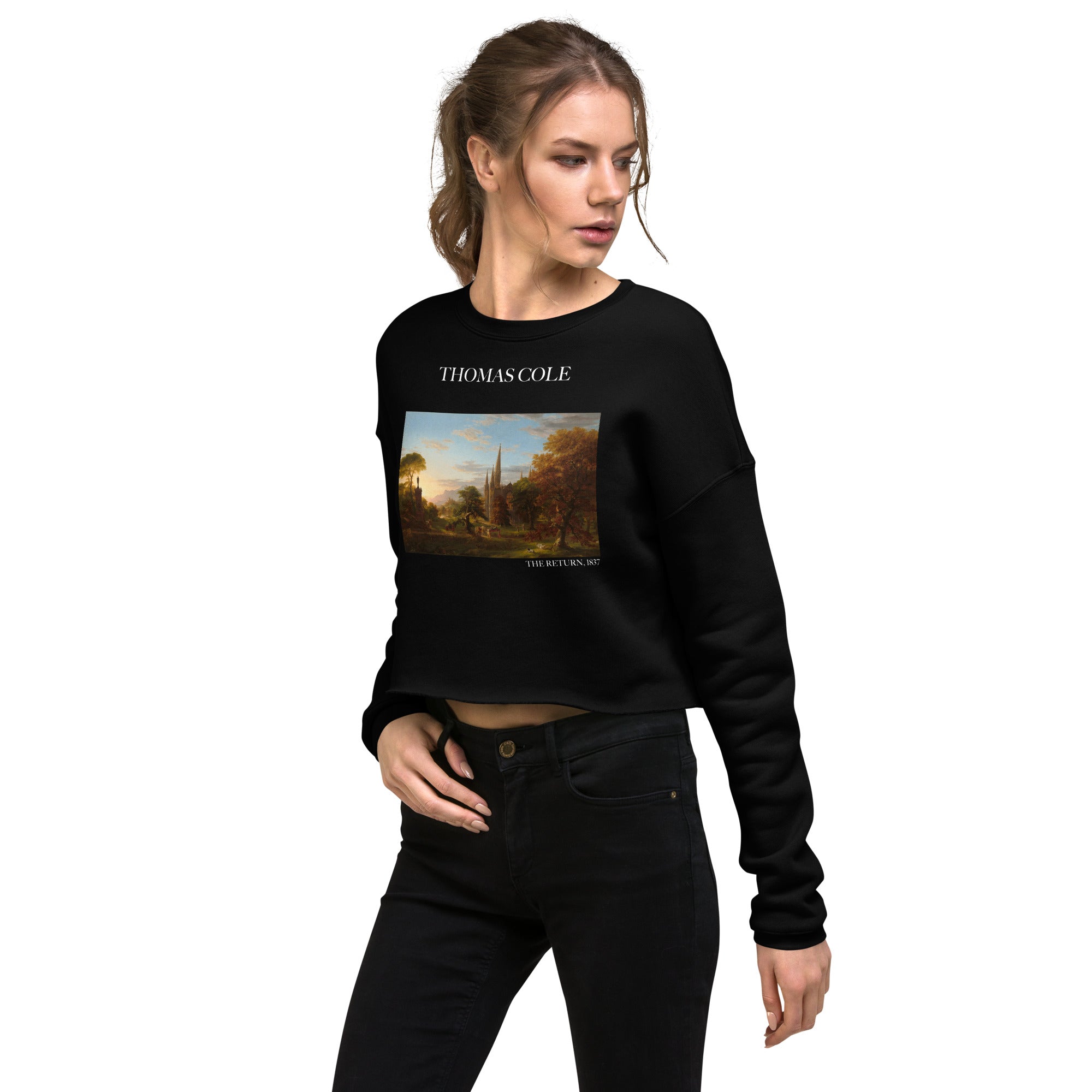 Thomas Cole 'The Return' Famous Painting Cropped Sweatshirt | Premium Art Cropped Sweatshirt