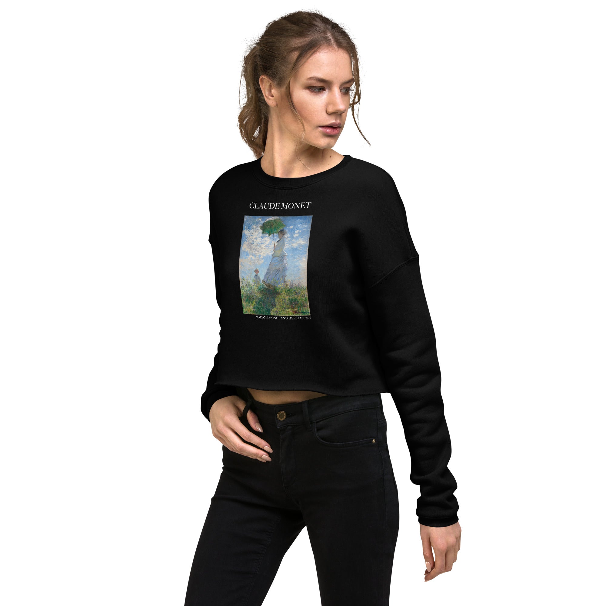 Claude Monet 'Madame Monet und ihr Sohn' Berühmtes Gemälde Kurzes Sweatshirt | Premium Art Kurzes Sweatshirt