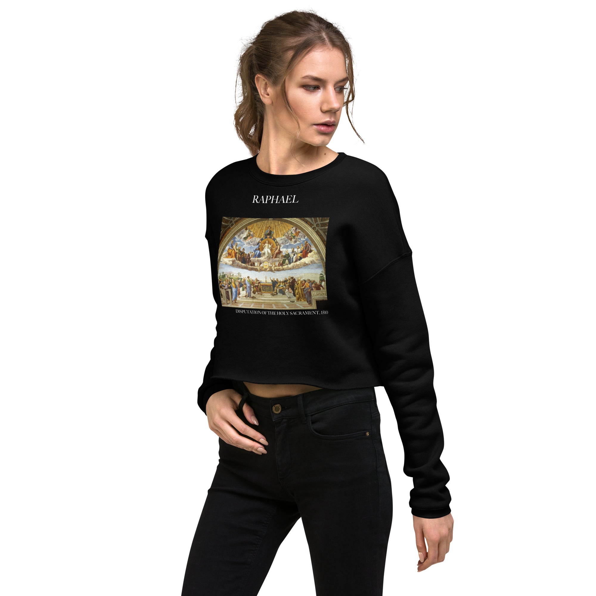 Raphael 'Disputation of the Holy Sacrament' Famous Painting Cropped Sweatshirt | Premium Art Cropped Sweatshirt