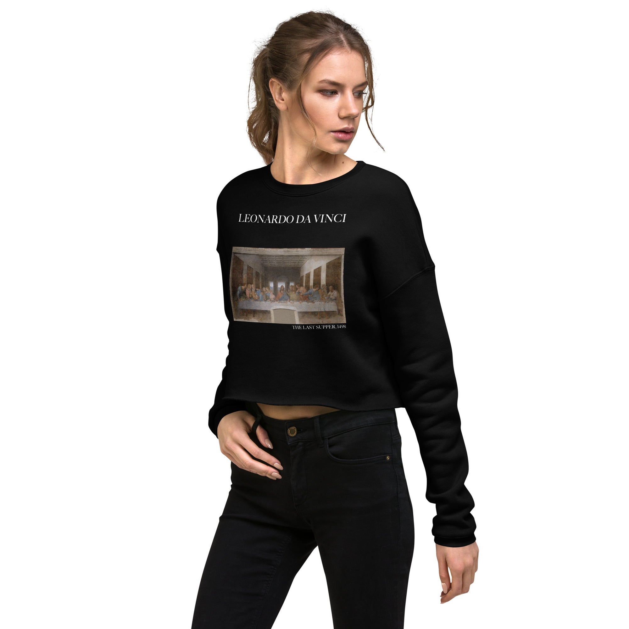 Kurzes Sweatshirt „Das letzte Abendmahl“ von Leonardo da Vinci, berühmtes Gemälde | Kurzes Sweatshirt mit Premium-Kunstmotiv