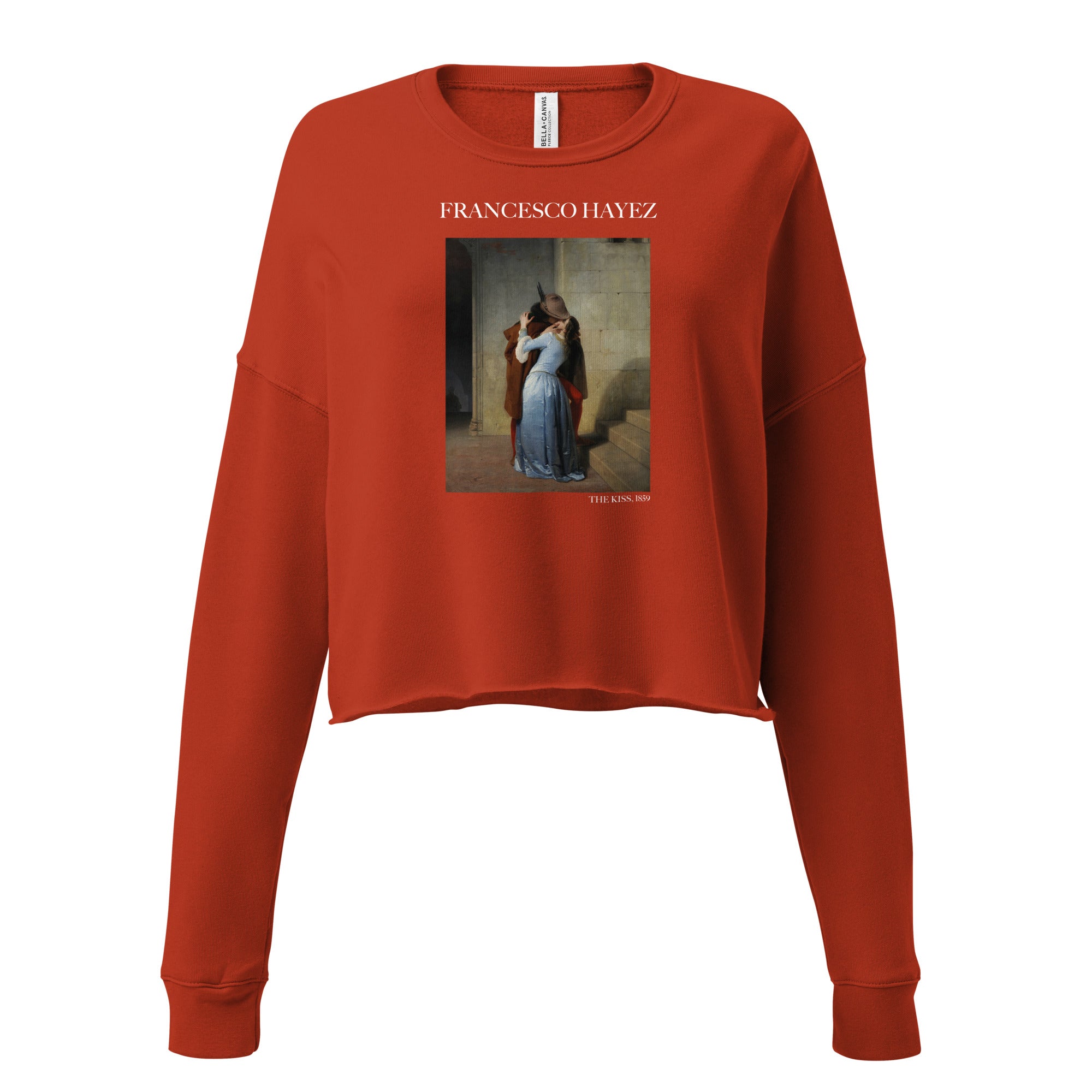 Kurzes Sweatshirt mit berühmtem Gemälde „Der Kuss“ von Francesco Hayez | Kurzes Sweatshirt mit Premium-Kunstmotiv