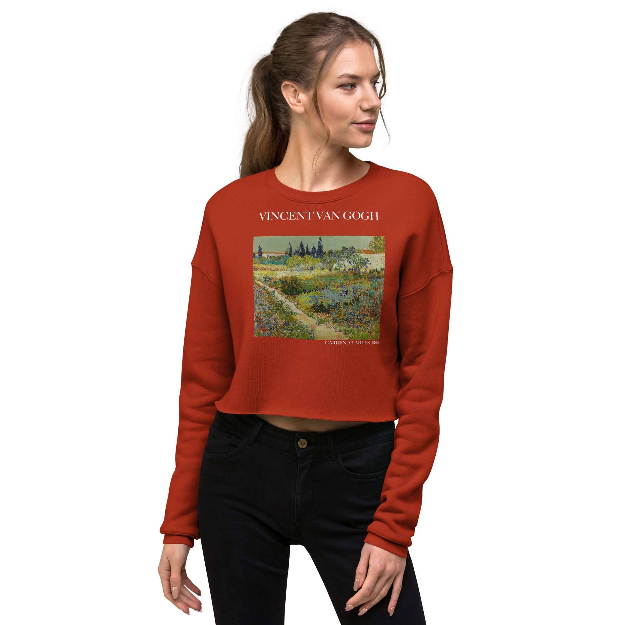 Vincent van Gogh 'Garden at Arles' Famous Painting Cropped Sweatshirt | Premium Art Cropped Sweatshirt