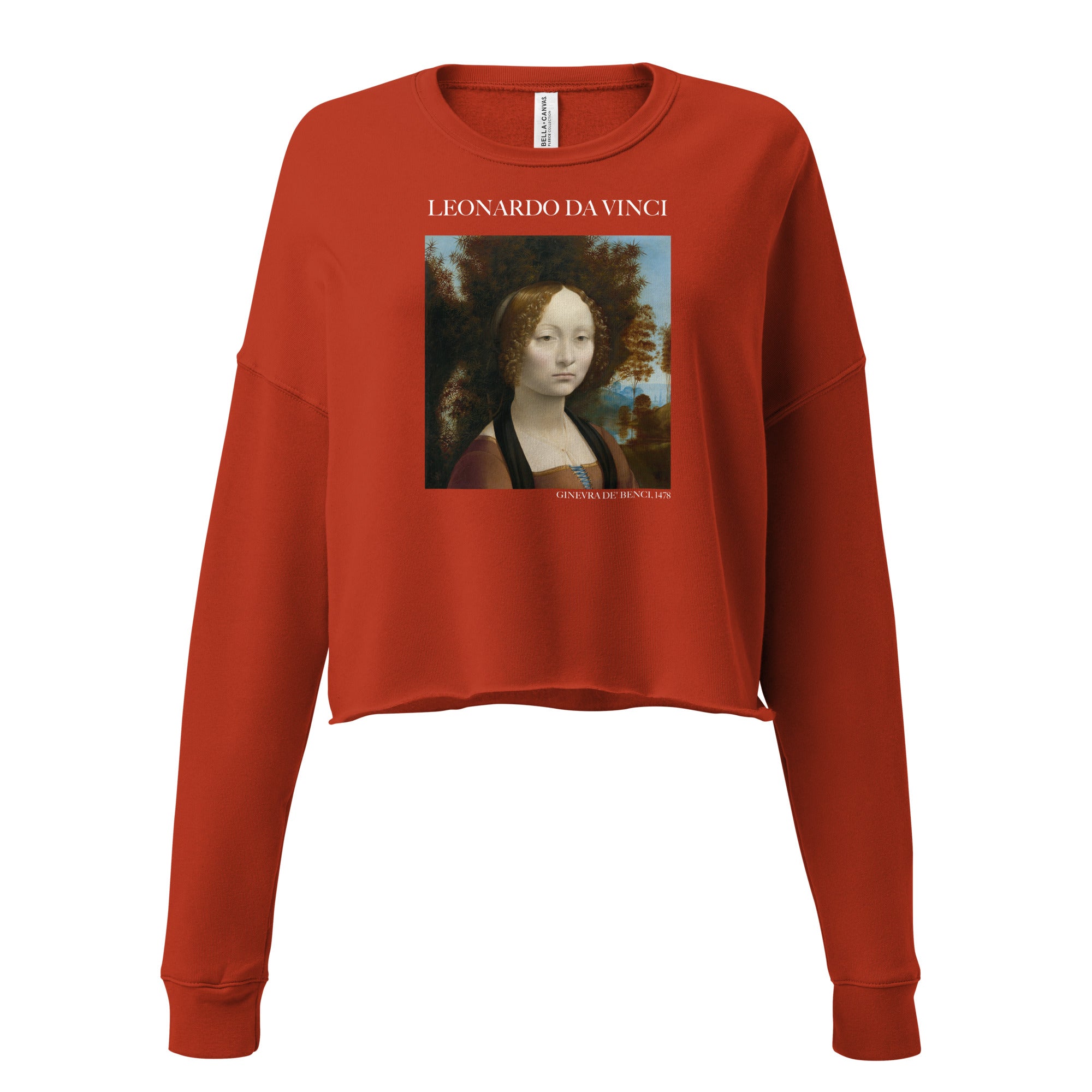 Leonardo da Vinci 'Ginevra de' Benci' Famous Painting Cropped Sweatshirt | Premium Art Cropped Sweatshirt