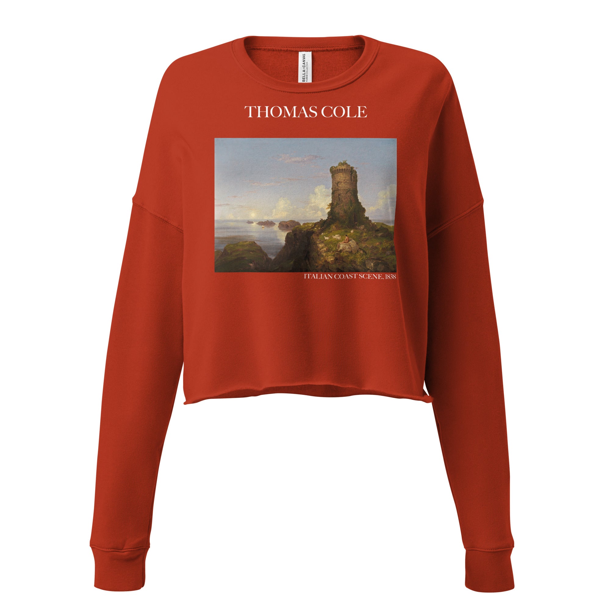 Thomas Cole 'Italian Coast Scene' Famous Painting Cropped Sweatshirt | Premium Art Cropped Sweatshirt