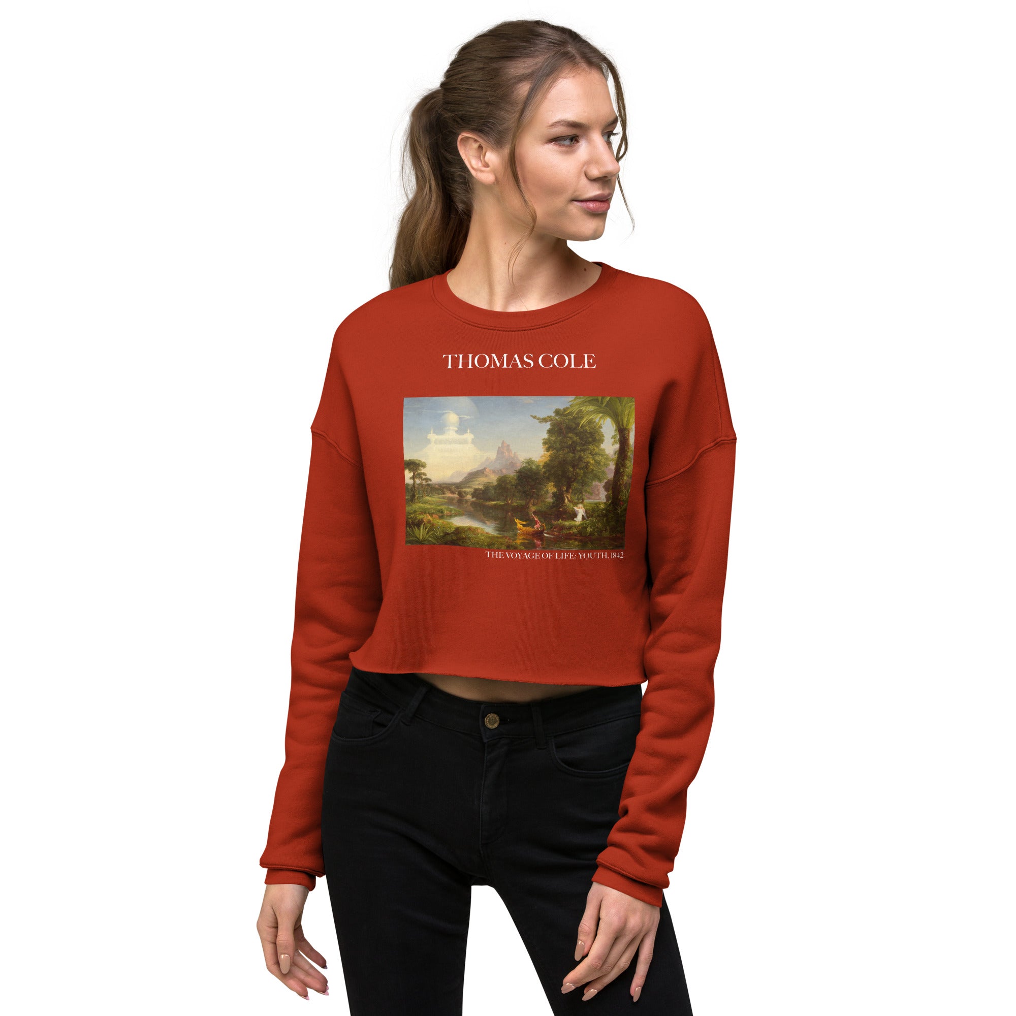 Thomas Cole 'The Voyage of Life: Youth' Famous Painting Cropped Sweatshirt | Premium Art Cropped Sweatshirt