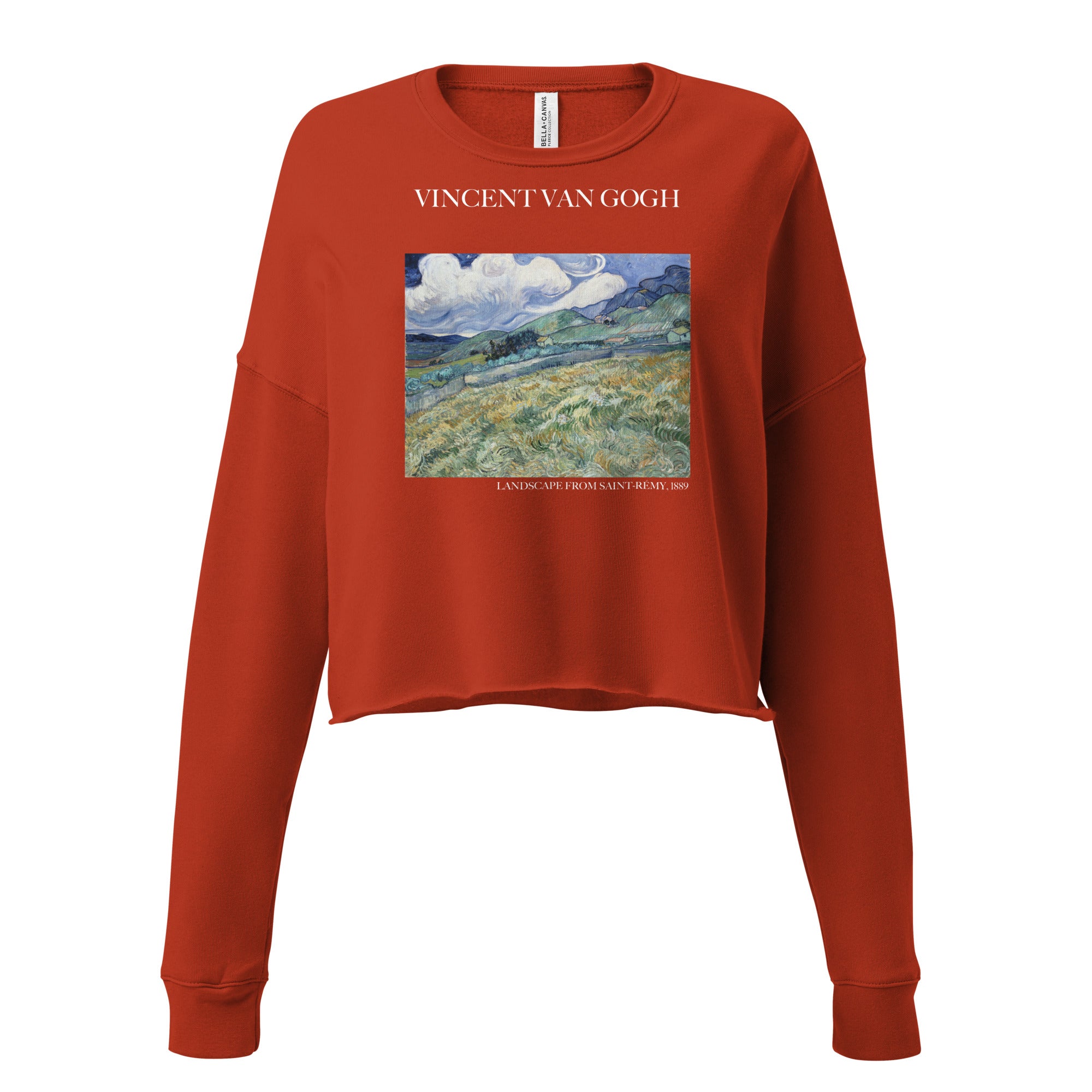 Vincent van Gogh 'Landscape from Saint-Rémy' Famous Painting Cropped Sweatshirt | Premium Art Cropped Sweatshirt