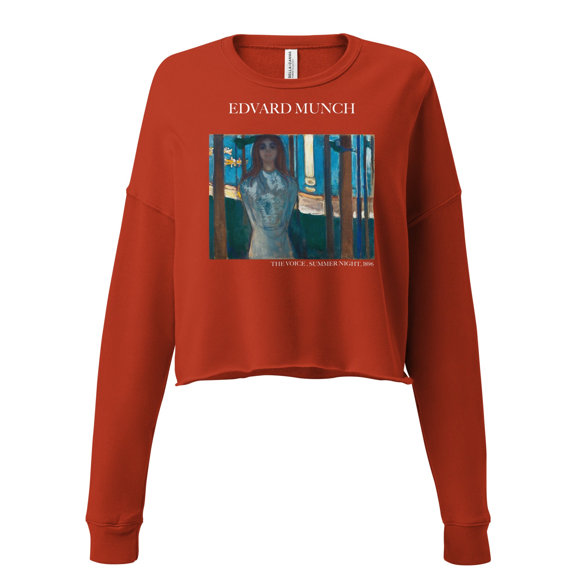 Kurzes Sweatshirt „Die Stimme, Sommernacht“ von Edvard Munch, berühmtes Gemälde | Kurzes Sweatshirt „Premium Art“