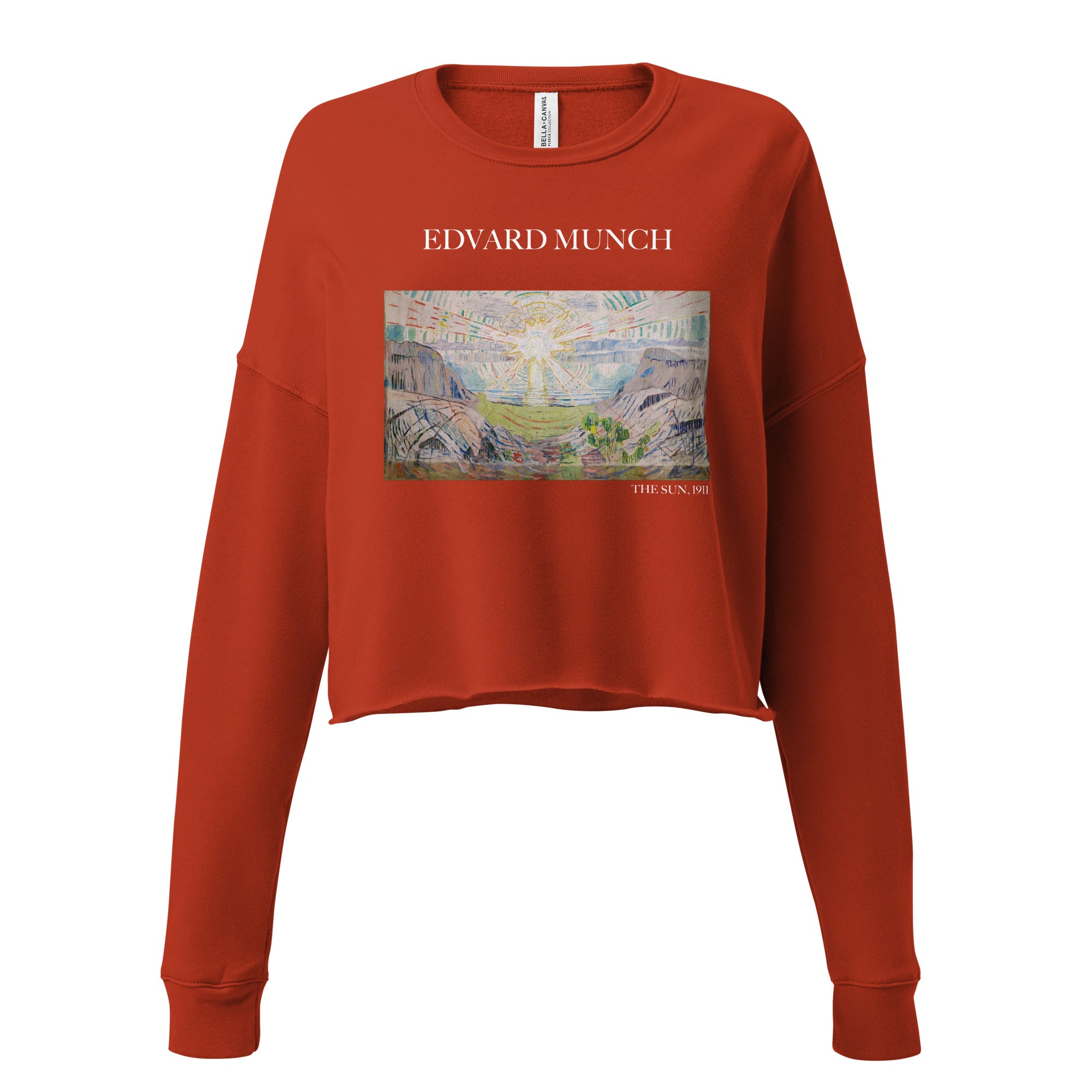 Kurzes Sweatshirt „Die Sonne“ von Edvard Munch, berühmtes Gemälde | Kurzes Sweatshirt „Premium Art“