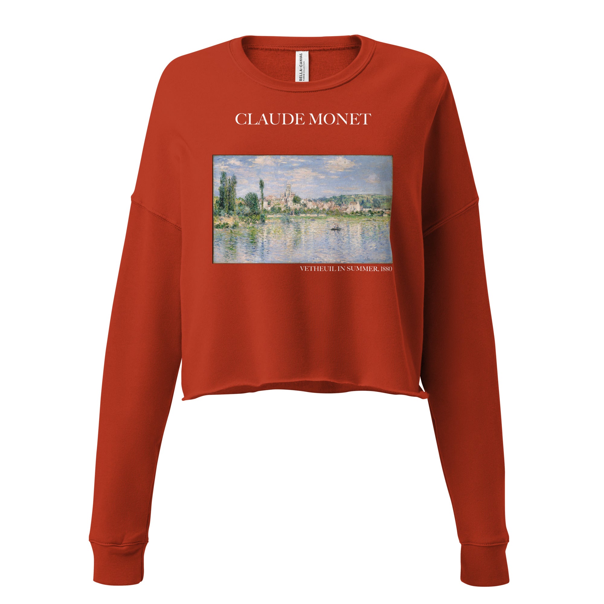 Claude Monet 'Vetheuil in Summer' Famous Painting Cropped Sweatshirt | Premium Art Cropped Sweatshirt