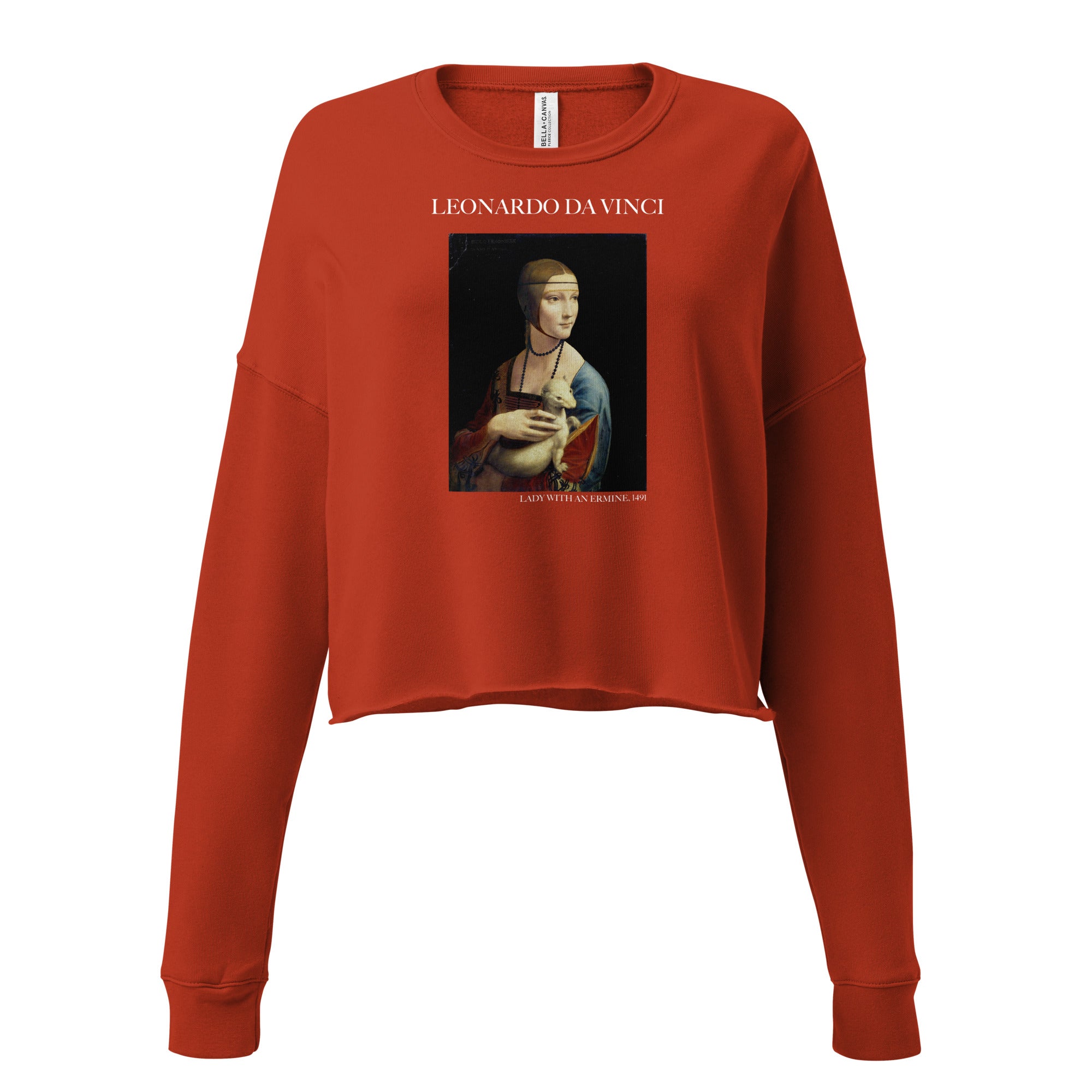 Leonardo da Vinci 'Lady with an Ermine' Famous Painting Cropped Sweatshirt | Premium Art Cropped Sweatshirt