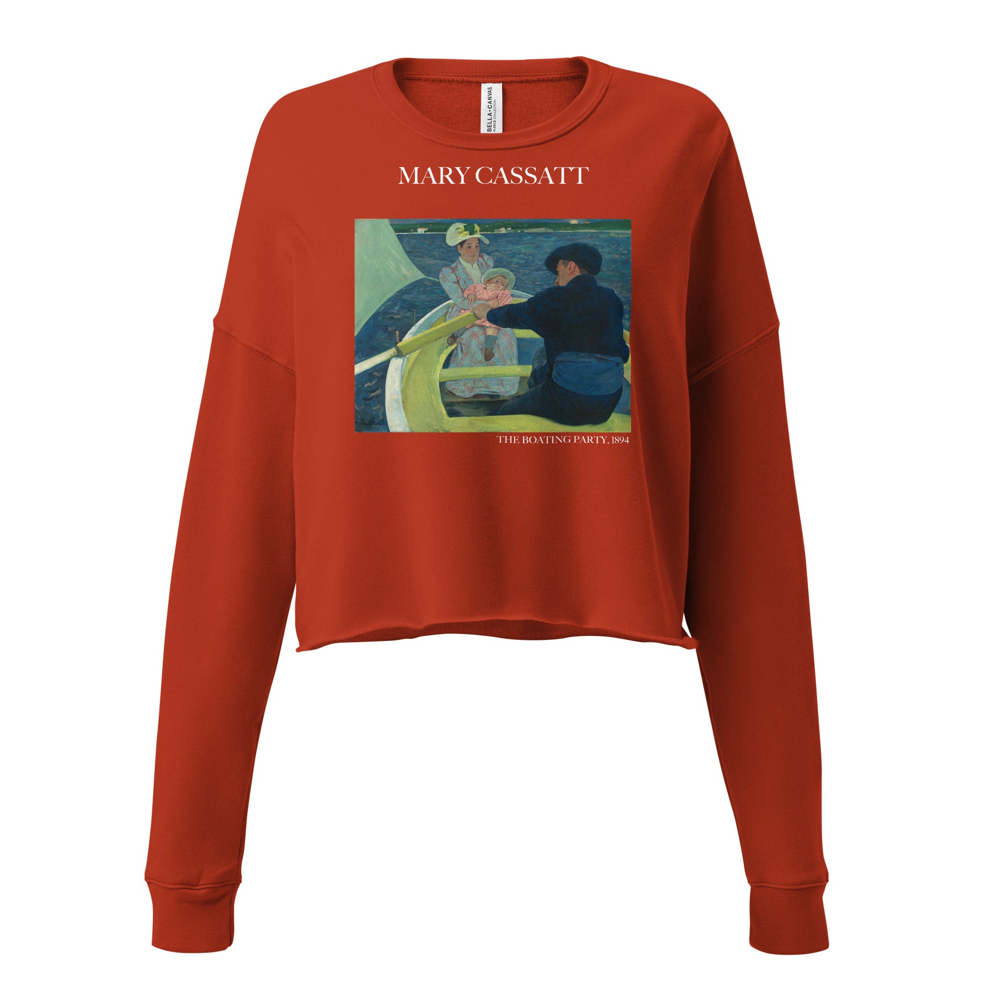 Kurzes Sweatshirt mit berühmtem Gemälde „The Boating Party“ von Mary Cassatt | Kurzes Sweatshirt mit Premium-Kunstmotiv