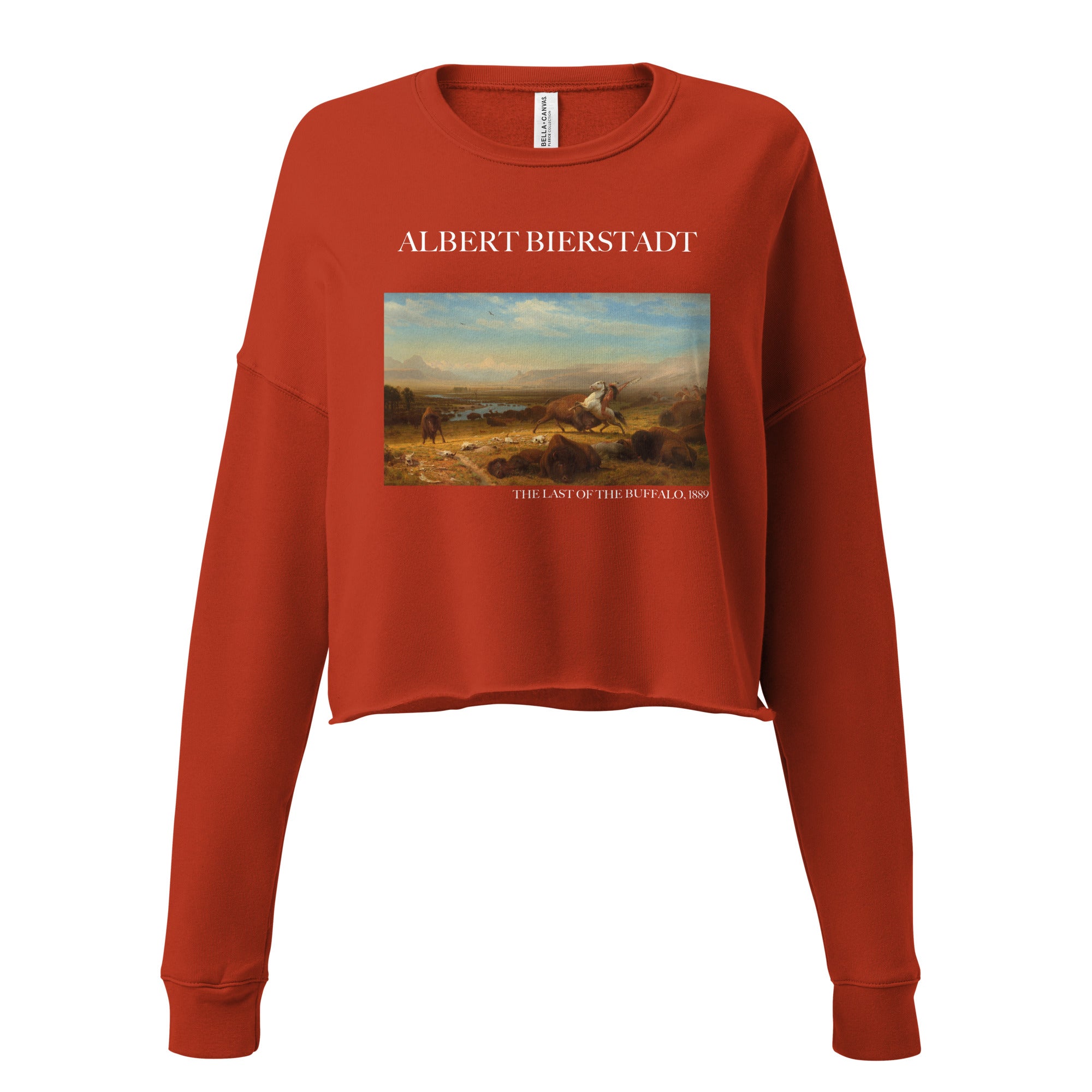 Albert Bierstadt 'The Last of the Buffalo' Famous Painting Cropped Sweatshirt | Premium Art Cropped Sweatshirt