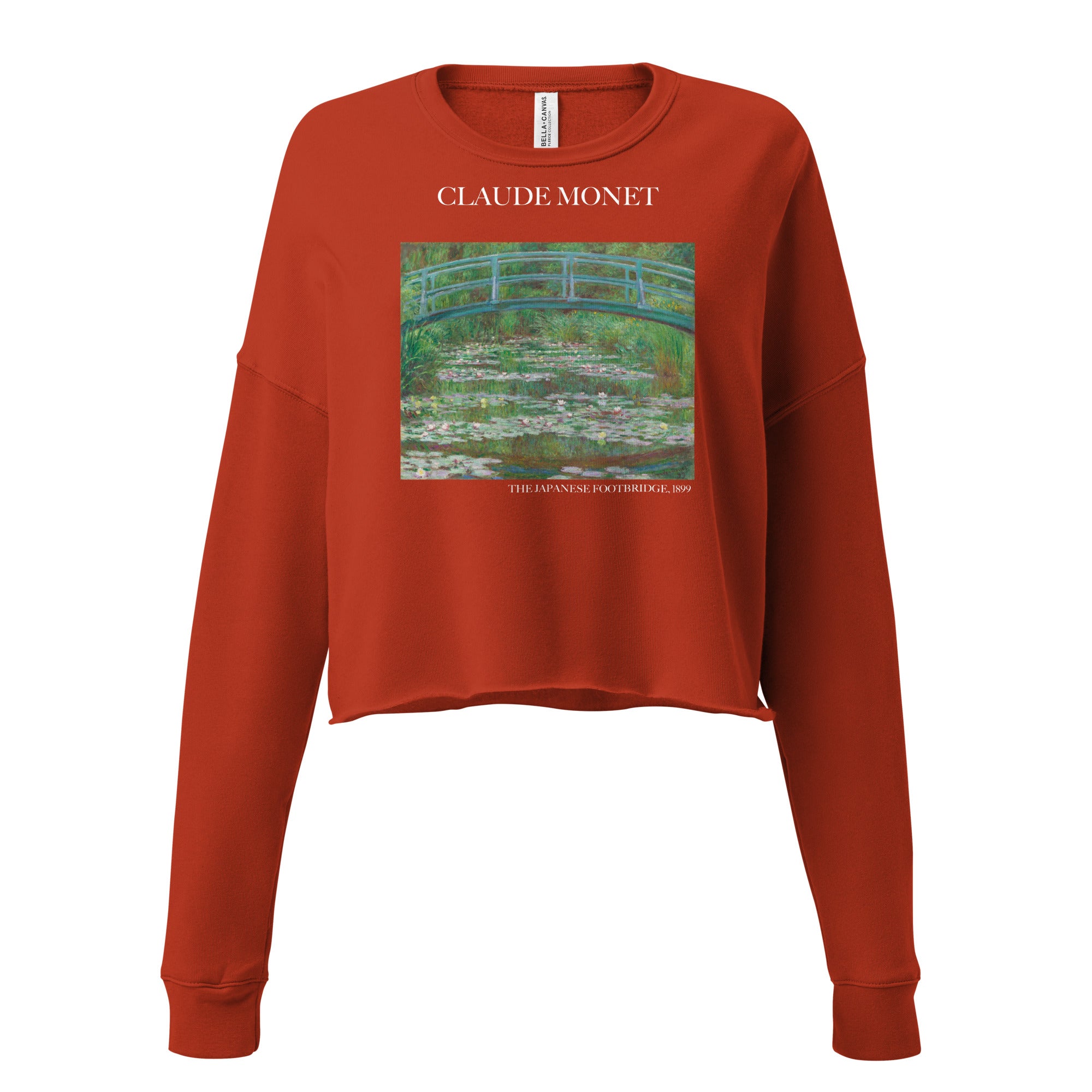 Claude Monet 'The Japanese Footbridge' Famous Painting Cropped Sweatshirt | Premium Art Cropped Sweatshirt