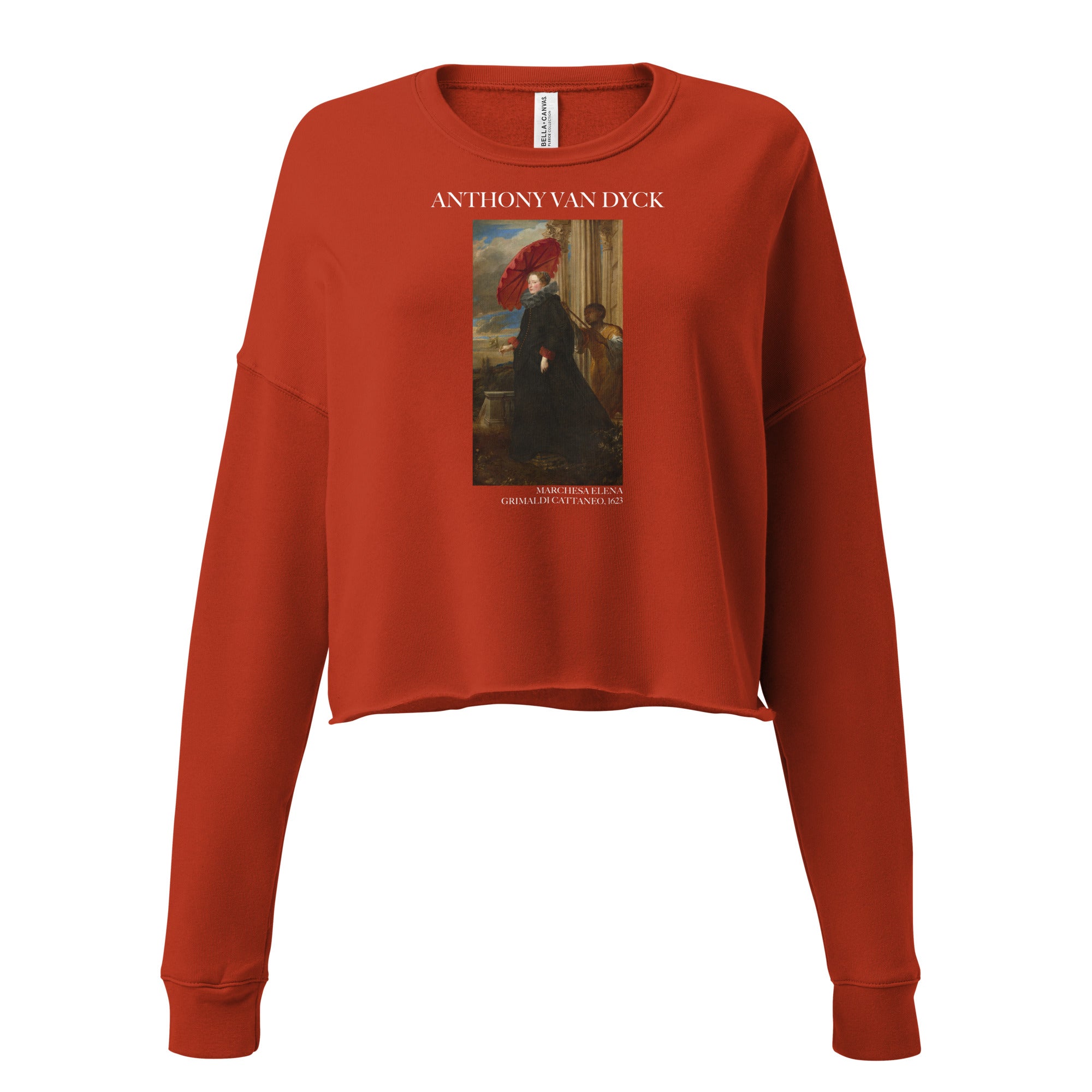 Sir Anthony van Dyck 'Marchesa Elena Grimaldi Cattaneo' Famous Painting Cropped Sweatshirt | Premium Art Cropped Sweatshirt