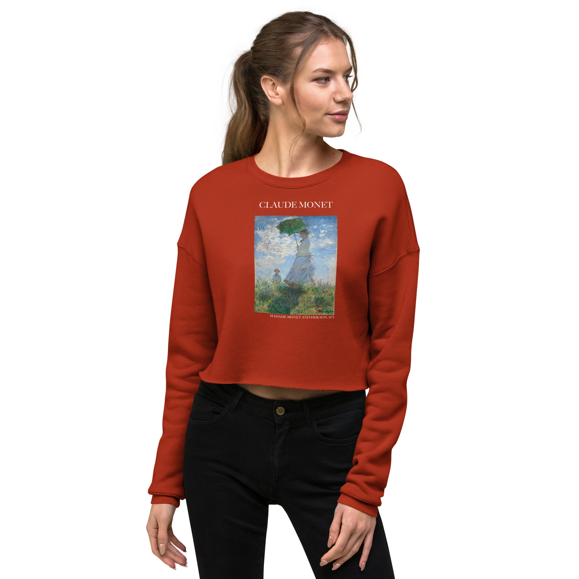 Claude Monet 'Madame Monet und ihr Sohn' Berühmtes Gemälde Kurzes Sweatshirt | Premium Art Kurzes Sweatshirt