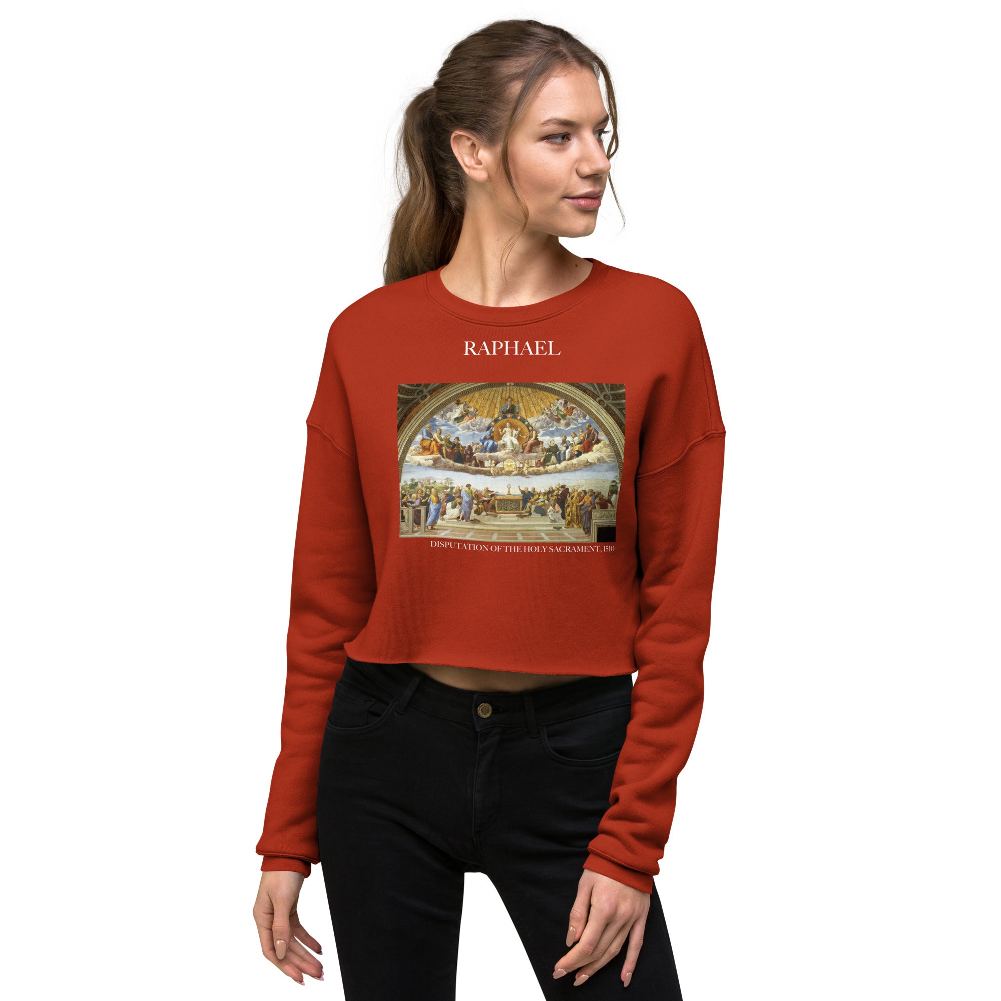 Raphael 'Disputation of the Holy Sacrament' Famous Painting Cropped Sweatshirt | Premium Art Cropped Sweatshirt