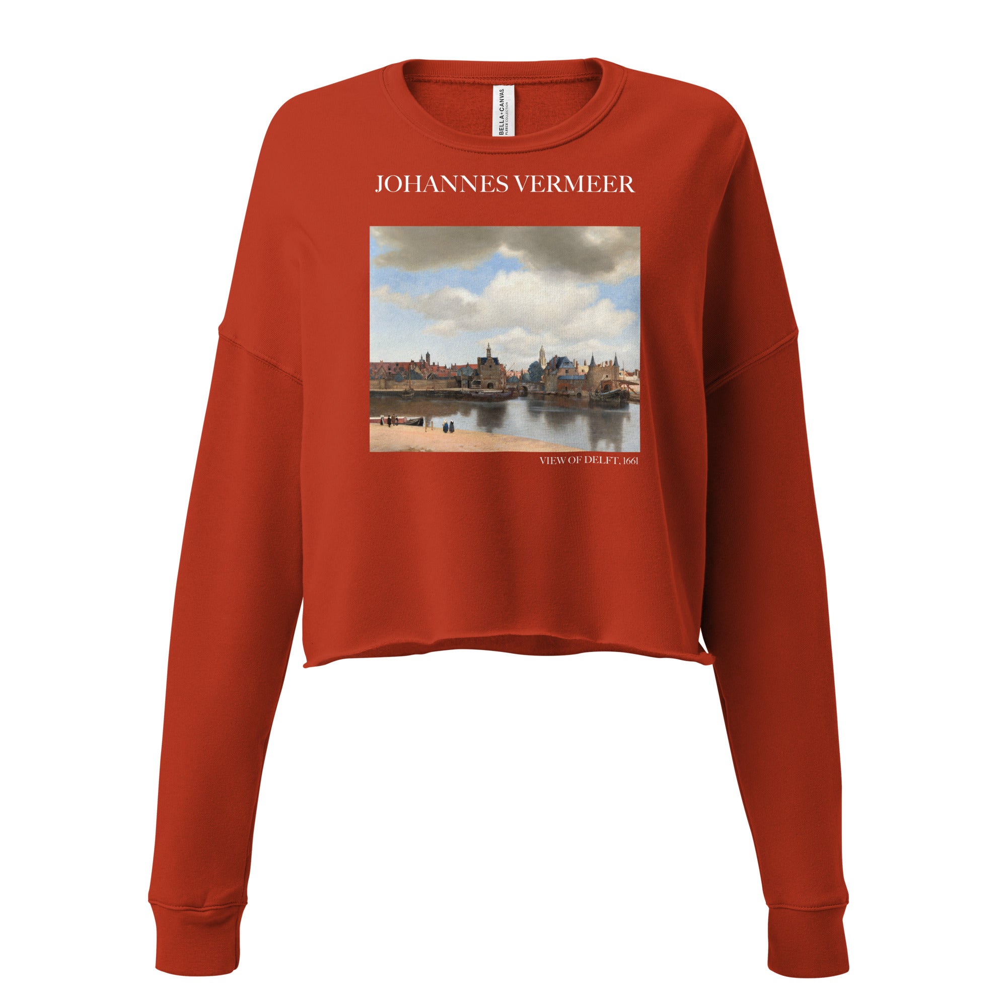 Johannes Vermeer 'View of Delft' Famous Painting Cropped Sweatshirt | Premium Art Cropped Sweatshirt