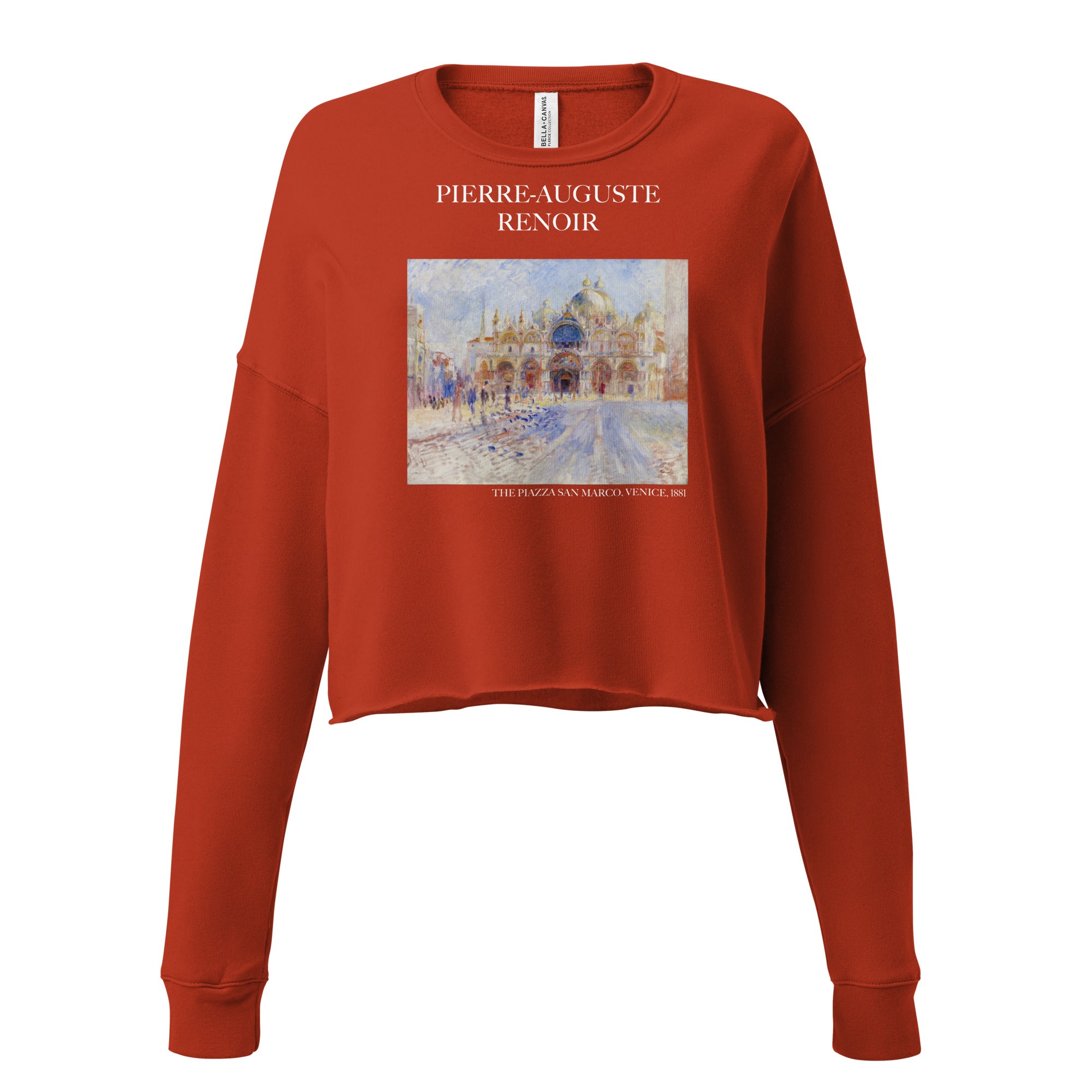 Pierre-Auguste Renoir 'The Piazza San Marco, Venice' Famous Painting Cropped Sweatshirt | Premium Art Cropped Sweatshirt