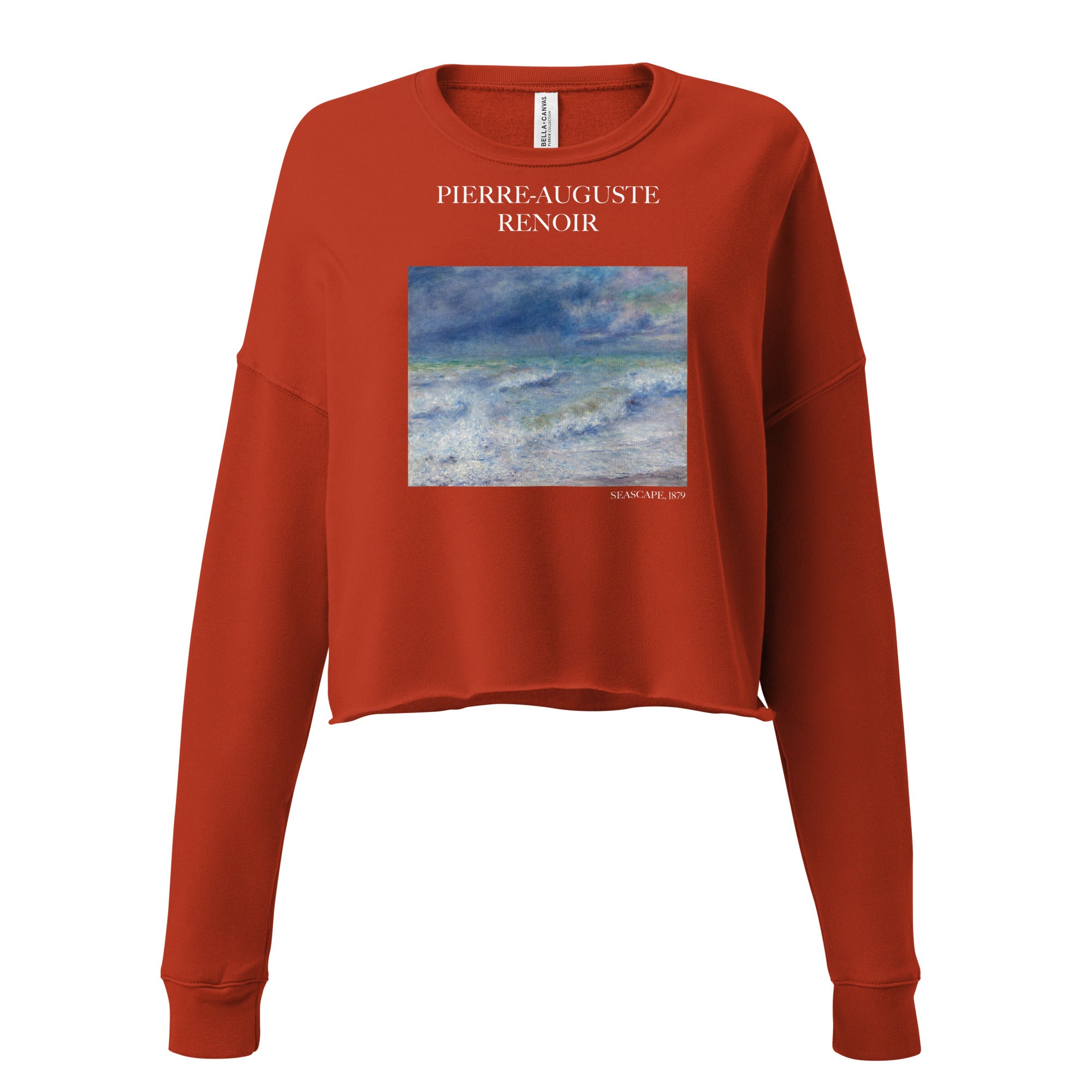 Pierre-Auguste Renoir 'Seascape' Famous Painting Cropped Sweatshirt | Premium Art Cropped Sweatshirt