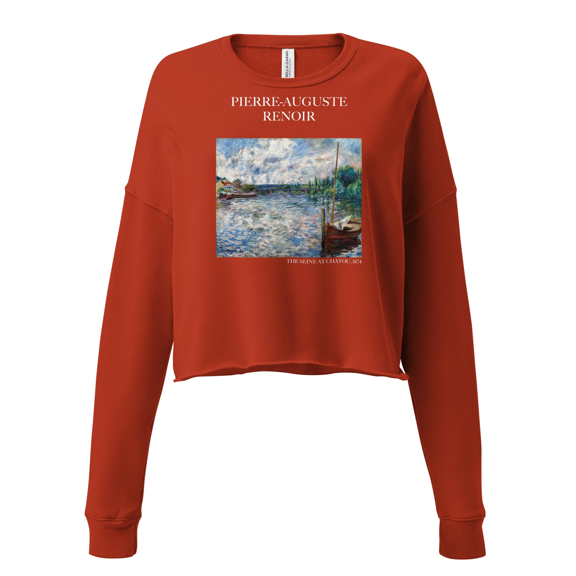 Pierre-Auguste Renoir 'The Seine at Chatou' Famous Painting Cropped Sweatshirt | Premium Art Cropped Sweatshirt