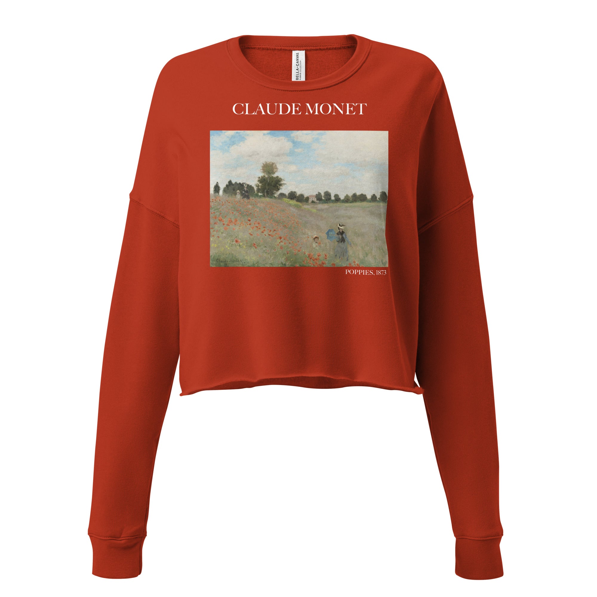 Claude Monet 'Poppies' Famous Painting Cropped Sweatshirt | Premium Art Cropped Sweatshirt