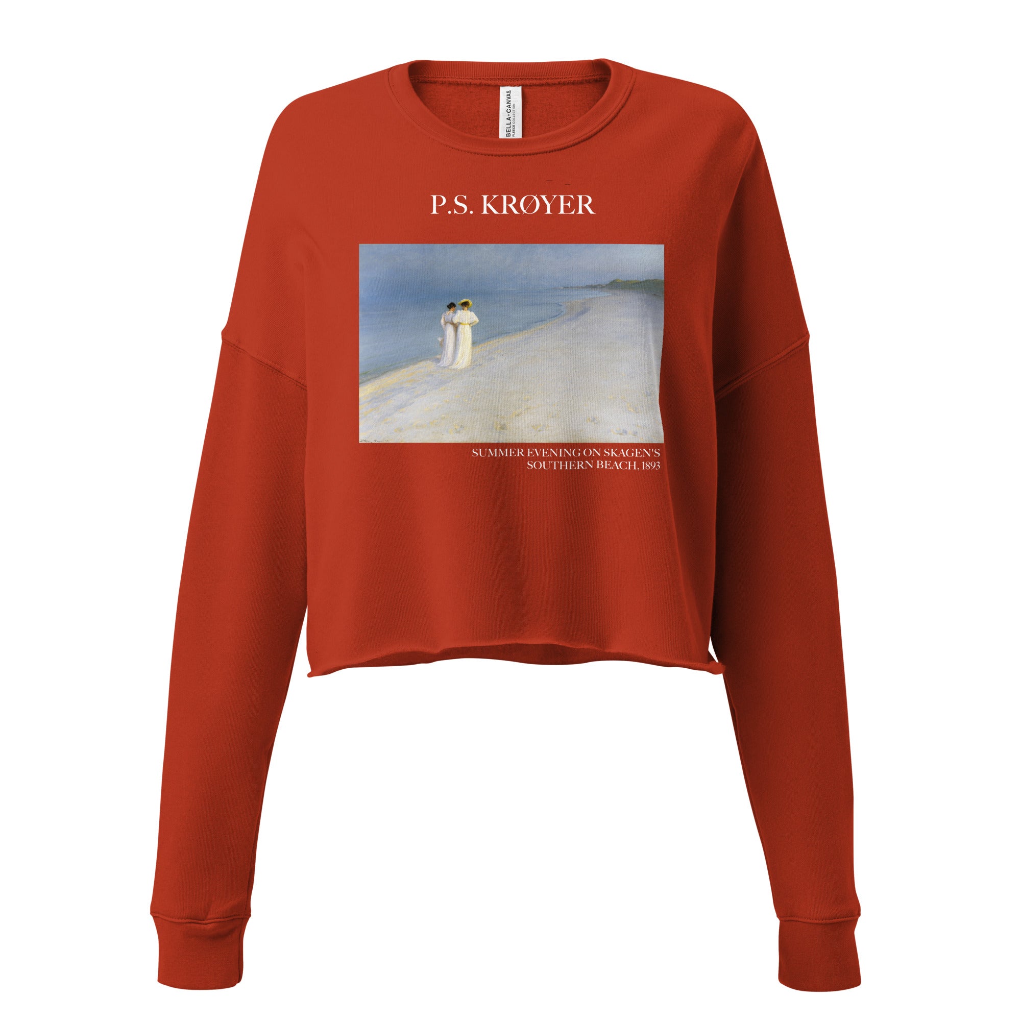 P.S. Krøyer 'Summer Evening on Skagen's Southern Beach' Famous Painting Cropped Sweatshirt | Premium Art Cropped Sweatshirt