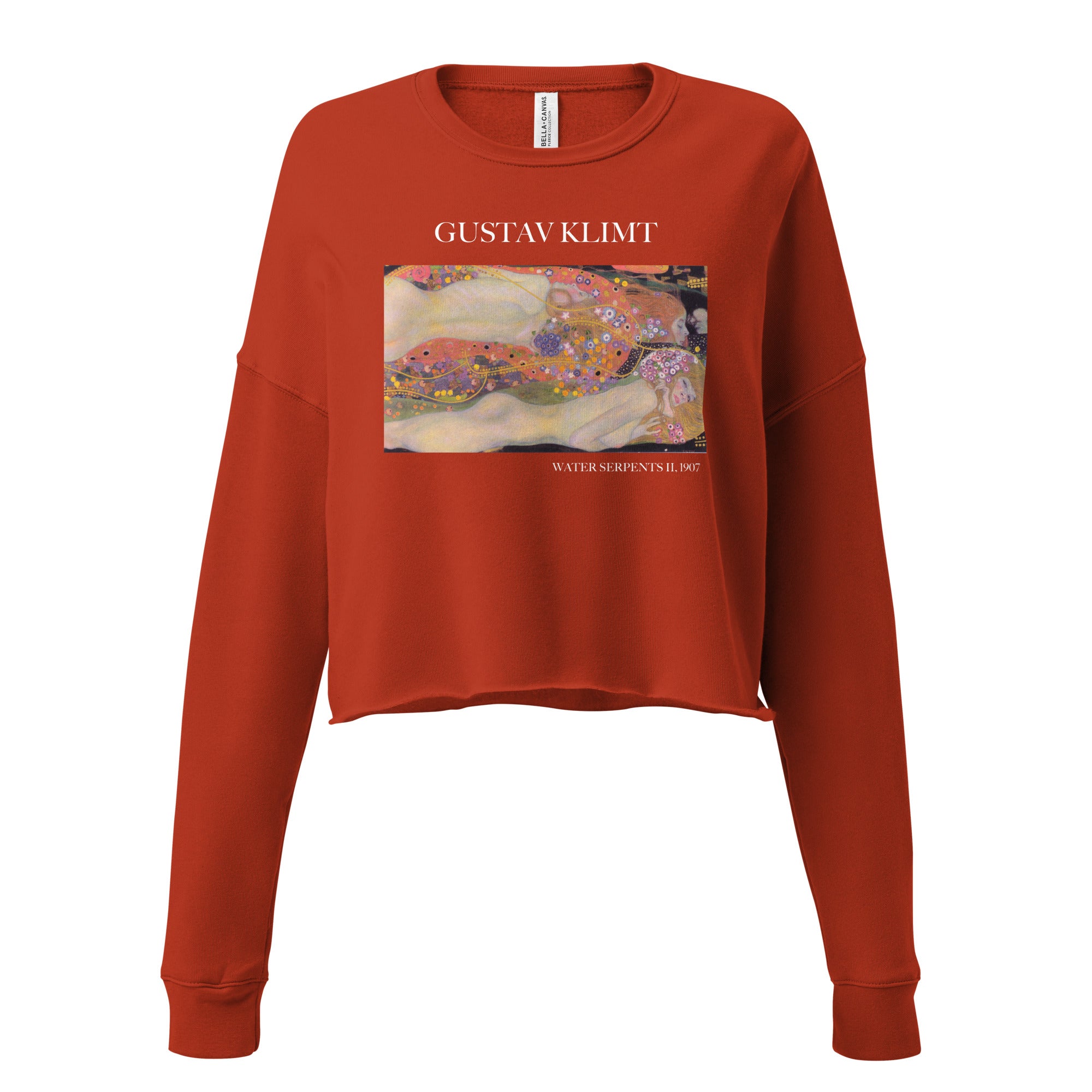 Gustav Klimt 'Water Serpents II' Famous Painting Cropped Sweatshirt | Premium Art Cropped Sweatshirt