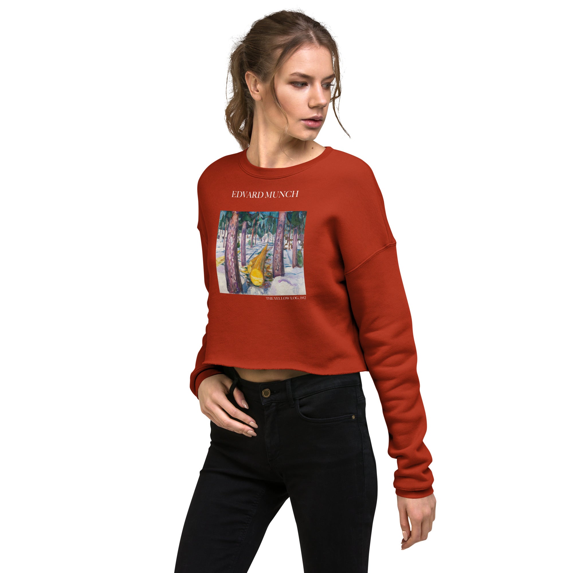 Edvard Munch 'The Yellow Log' Famous Painting Cropped Sweatshirt | Premium Art Cropped Sweatshirt