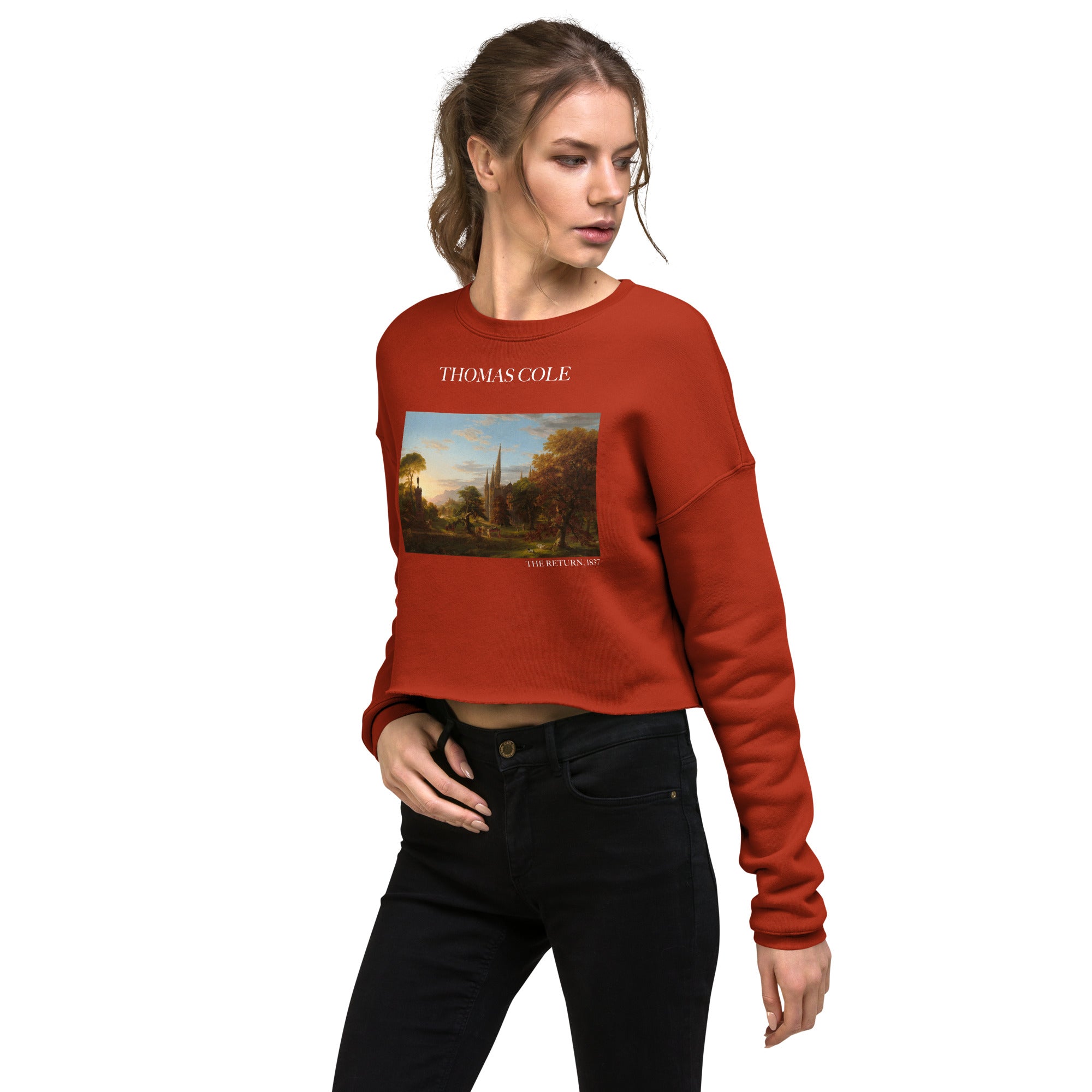 Thomas Cole 'The Return' Famous Painting Cropped Sweatshirt | Premium Art Cropped Sweatshirt