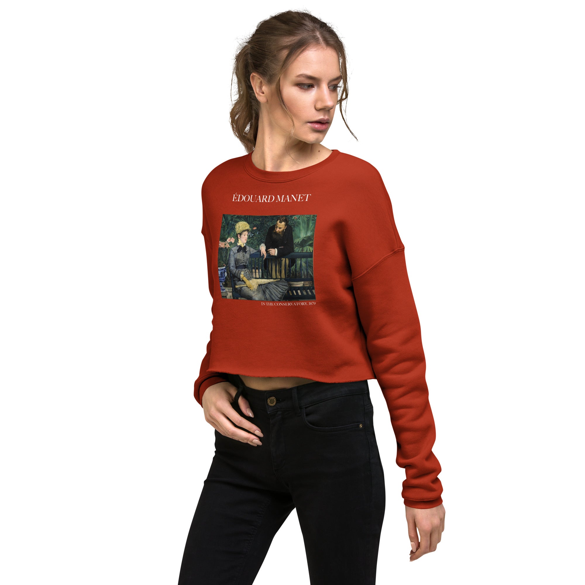 Édouard Manet 'In the Conservatory' Famous Painting Cropped Sweatshirt | Premium Art Cropped Sweatshirt