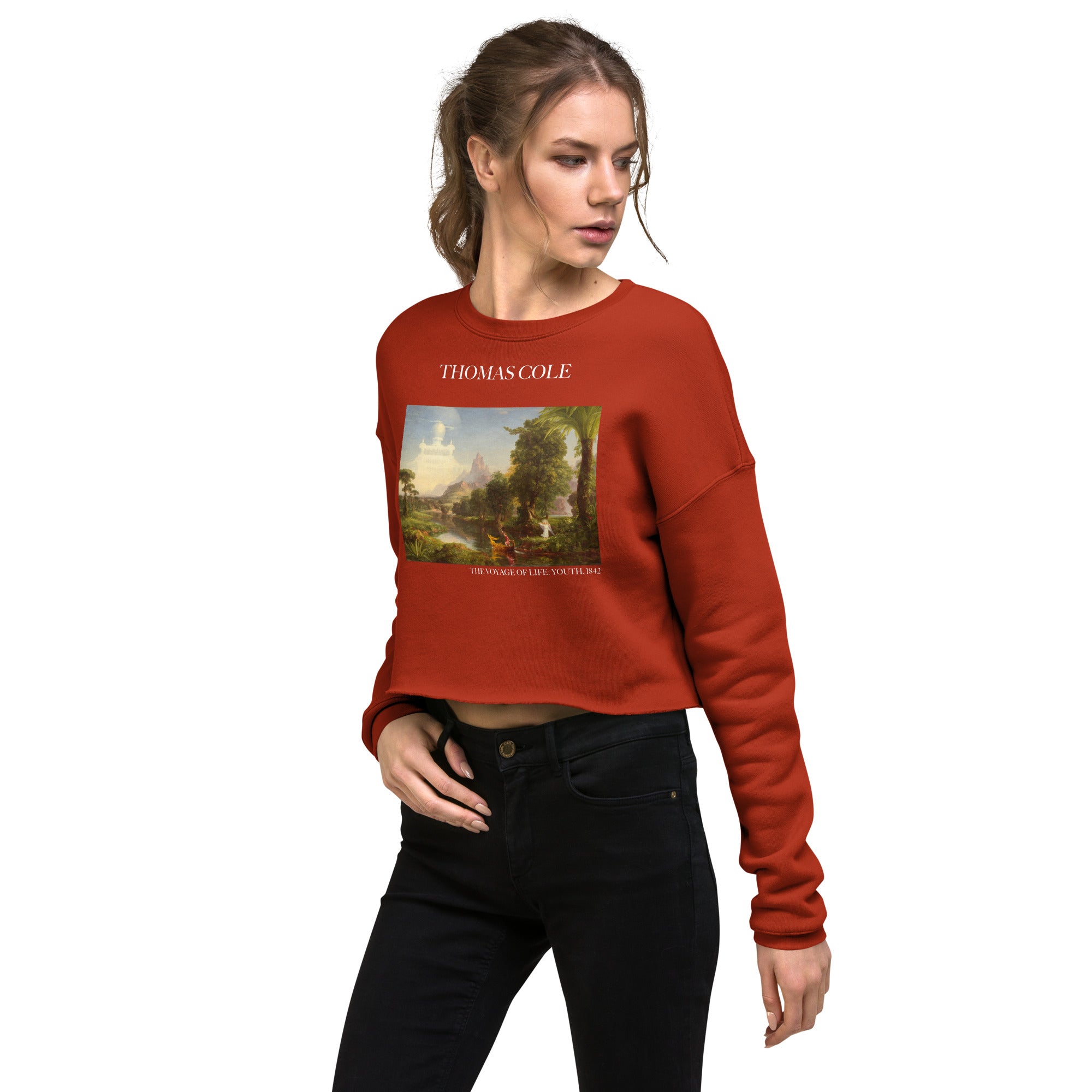 Thomas Cole 'The Voyage of Life: Youth' Famous Painting Cropped Sweatshirt | Premium Art Cropped Sweatshirt