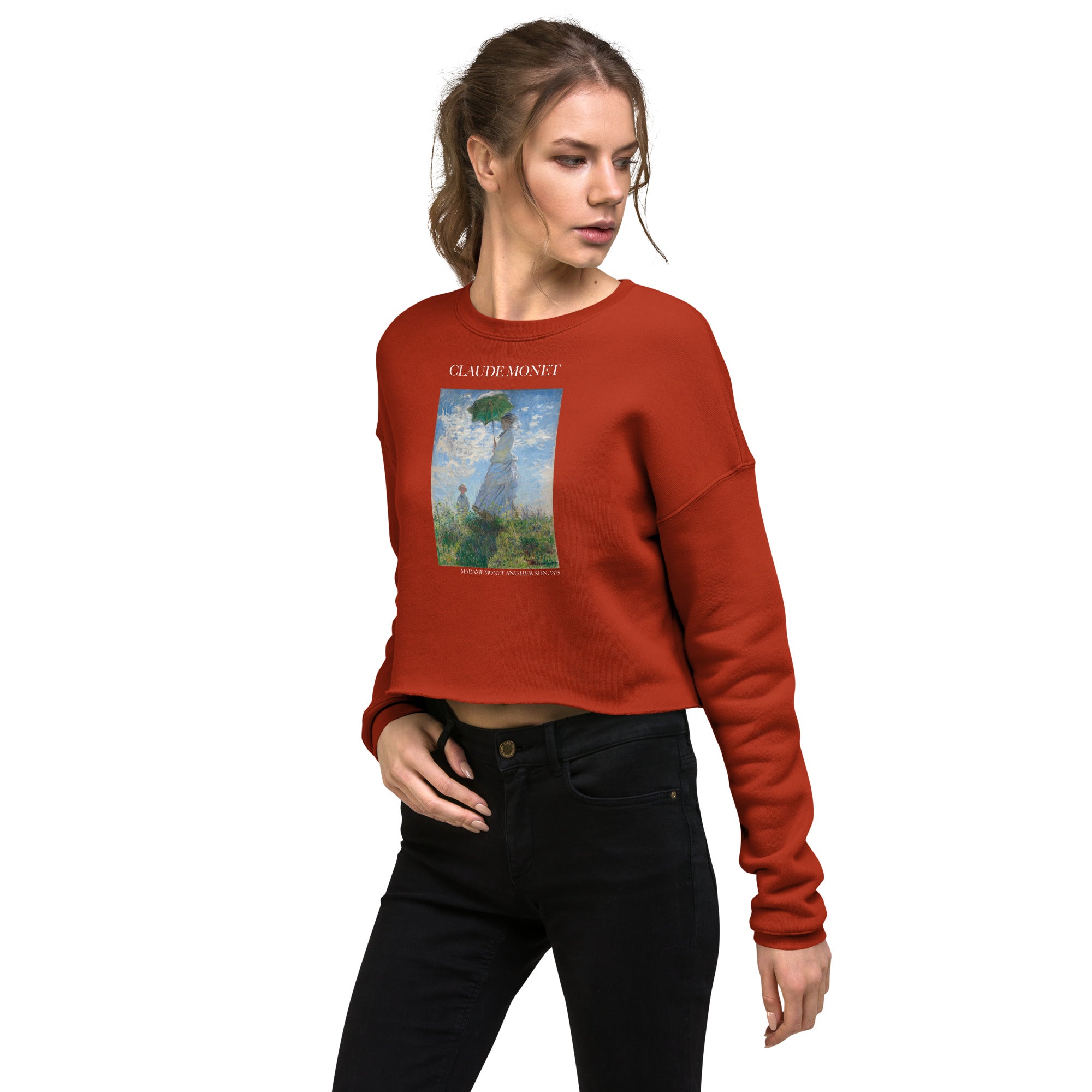 Claude Monet 'Madame Monet und ihr Sohn' Berühmtes Gemälde Kurzes Sweatshirt | Premium Art Kurzes Sweatshirt